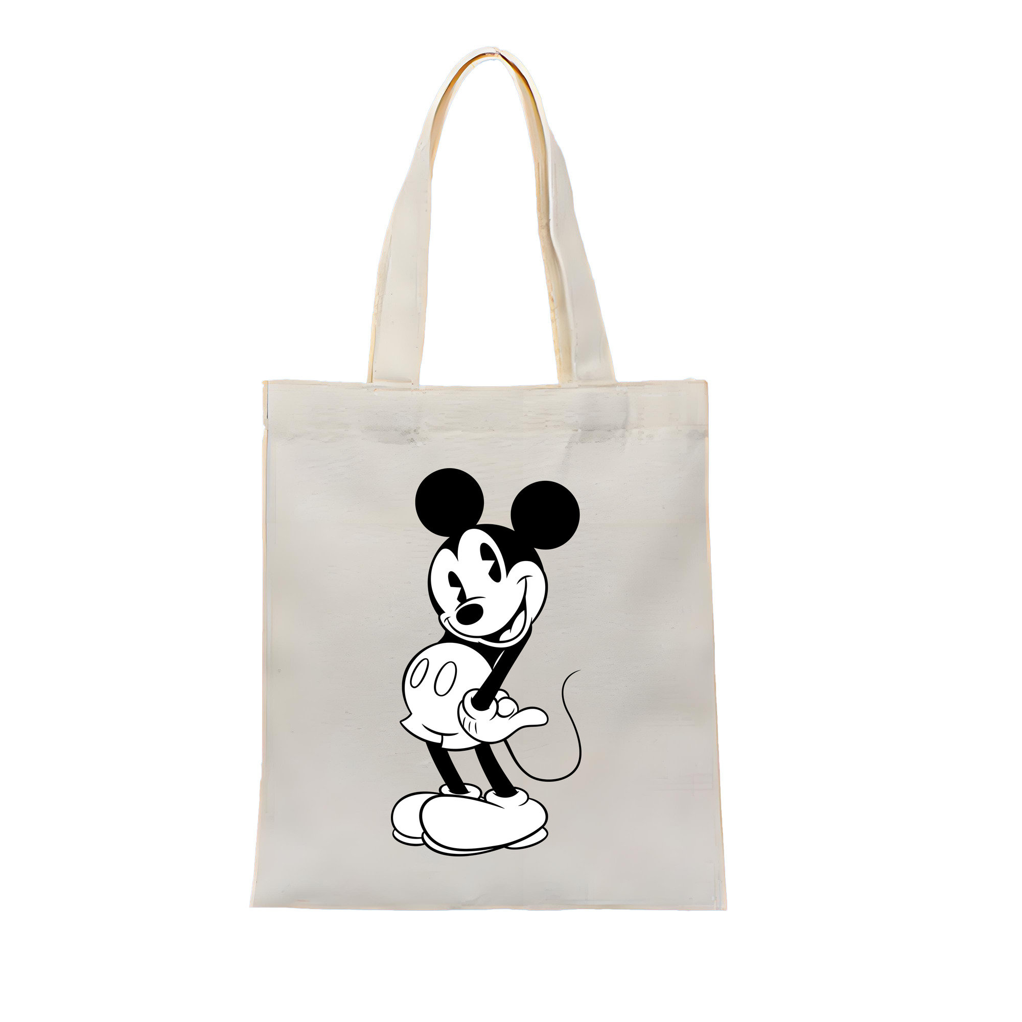 ミッキーマウス Mickey Mouse 縦型キャンバス生地手提げバッグ　トートバッグ