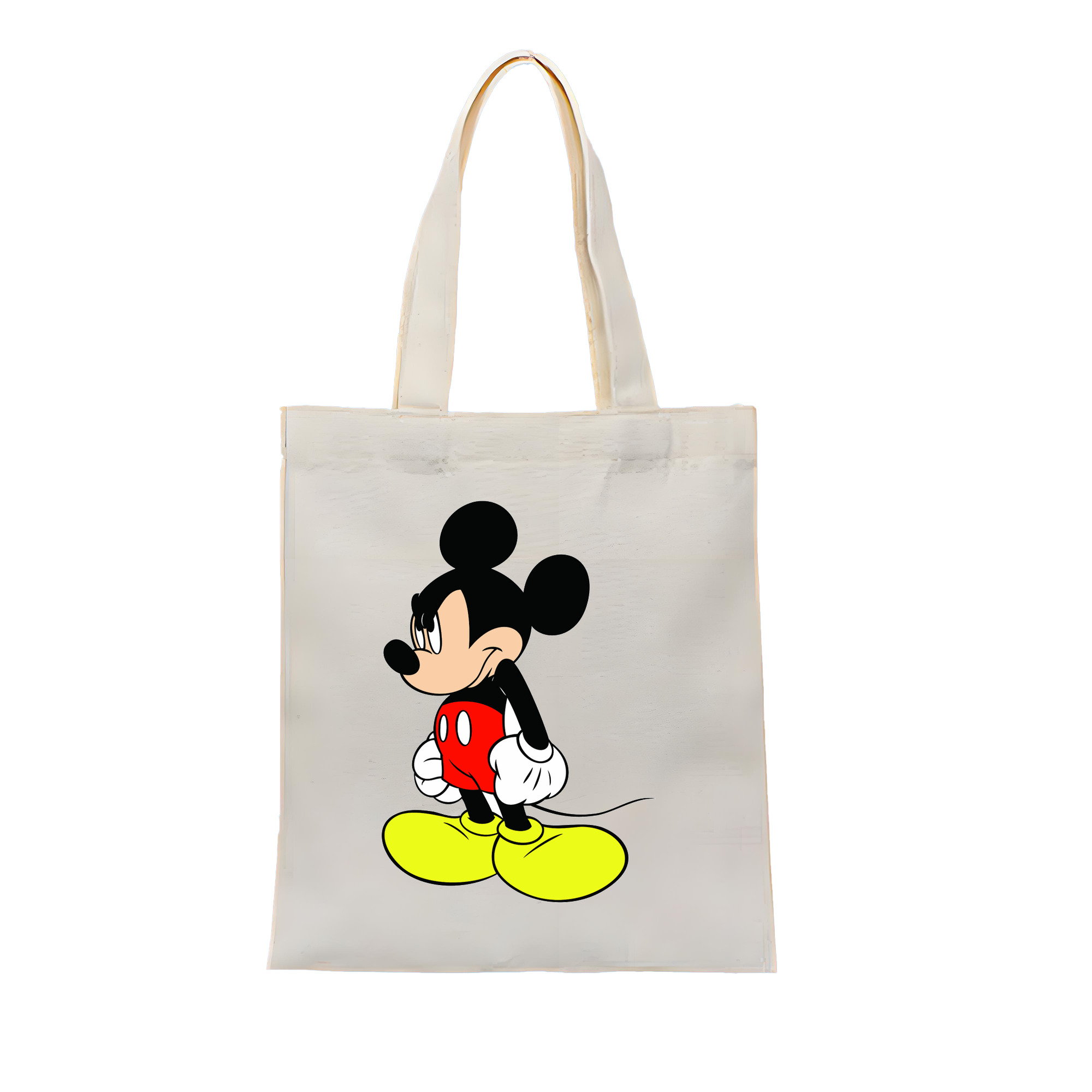 （画像用） ミッキーマウス Mickey Mouse 縦型キャンバス生地手提げバッグ　トートバッグ