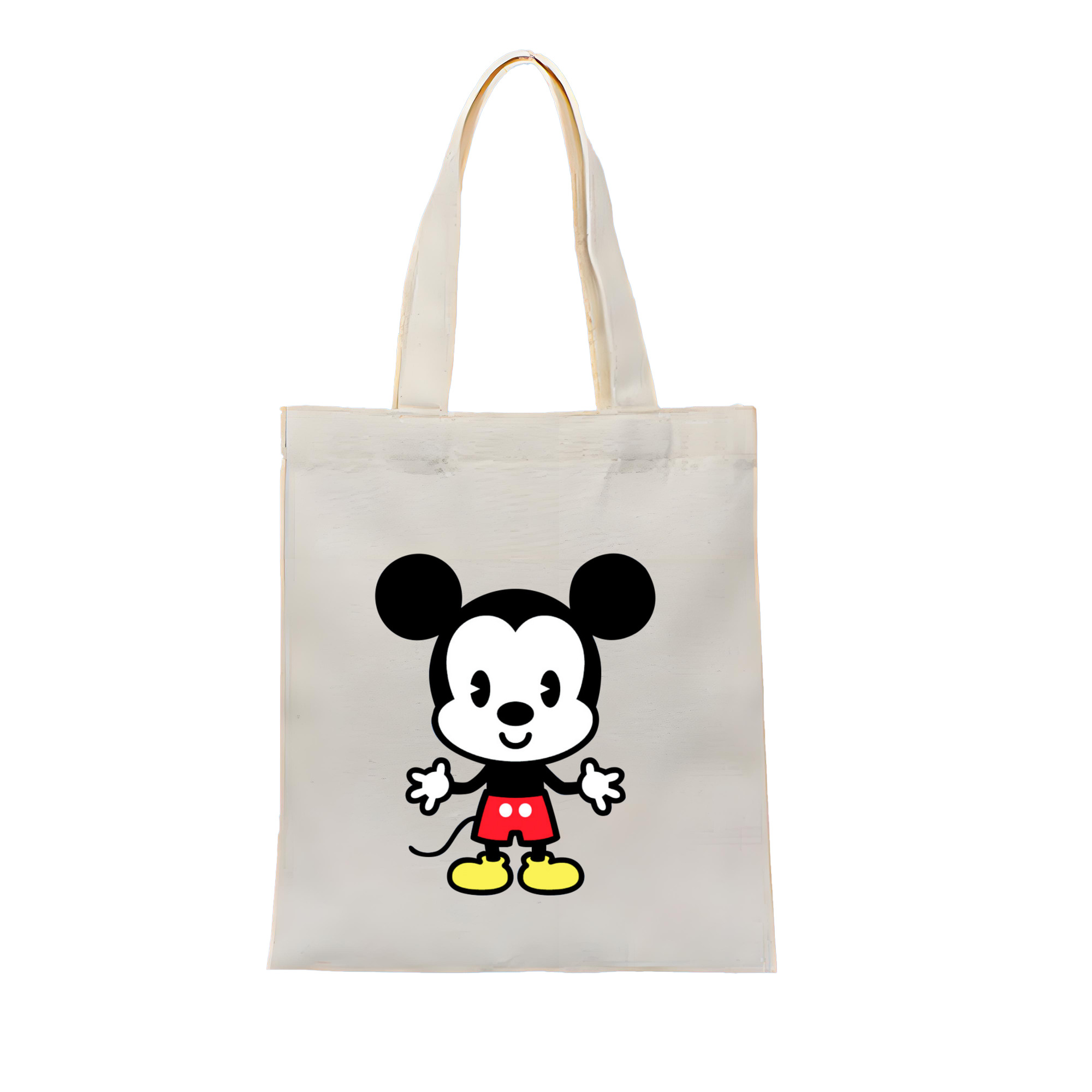 ミッキーマウス Mickey Mouse 縦型キャンバス生地手提げバッグ　トートバッグ