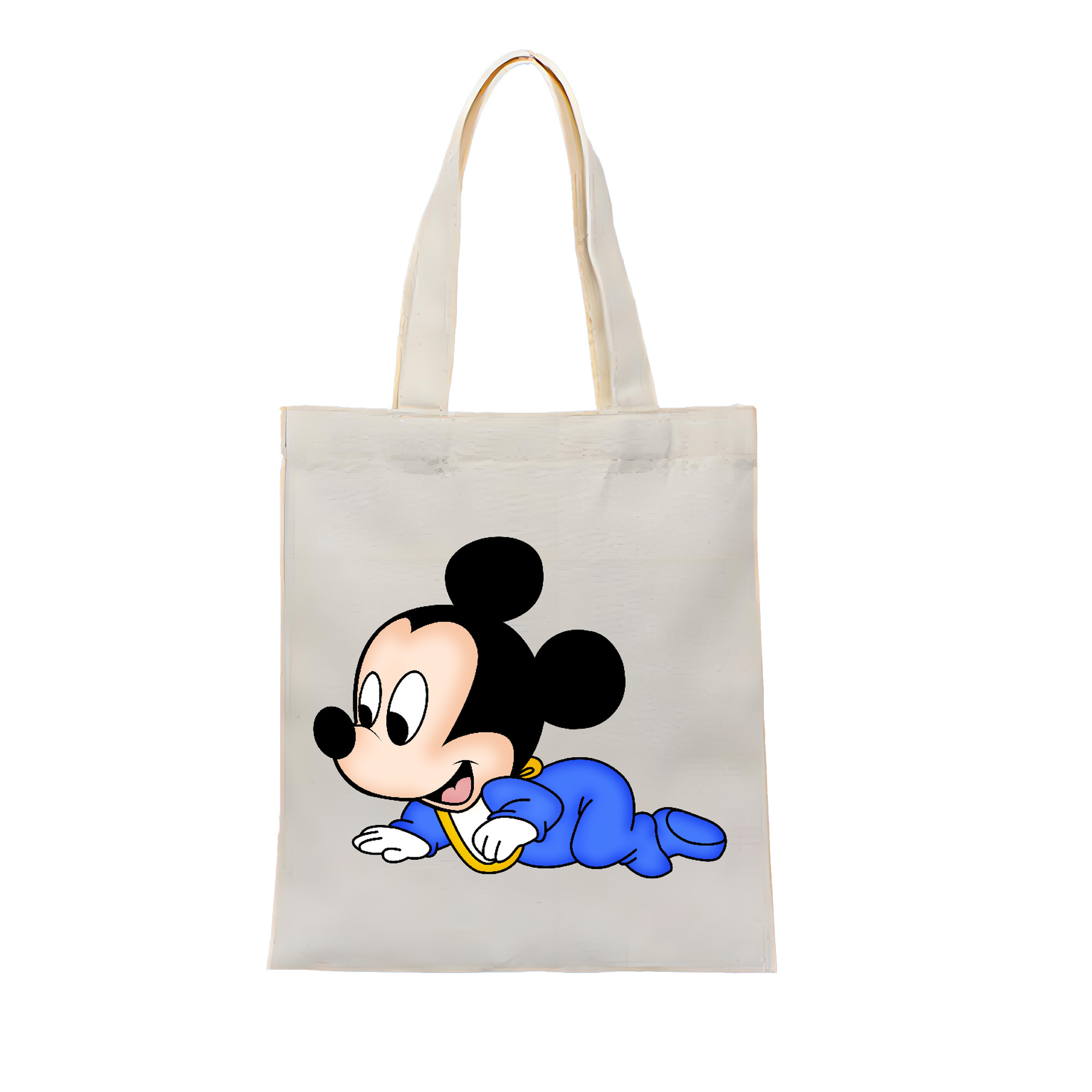 ミッキーマウス Mickey Mouse 縦型キャンバス生地手提げバッグ　トートバッグ