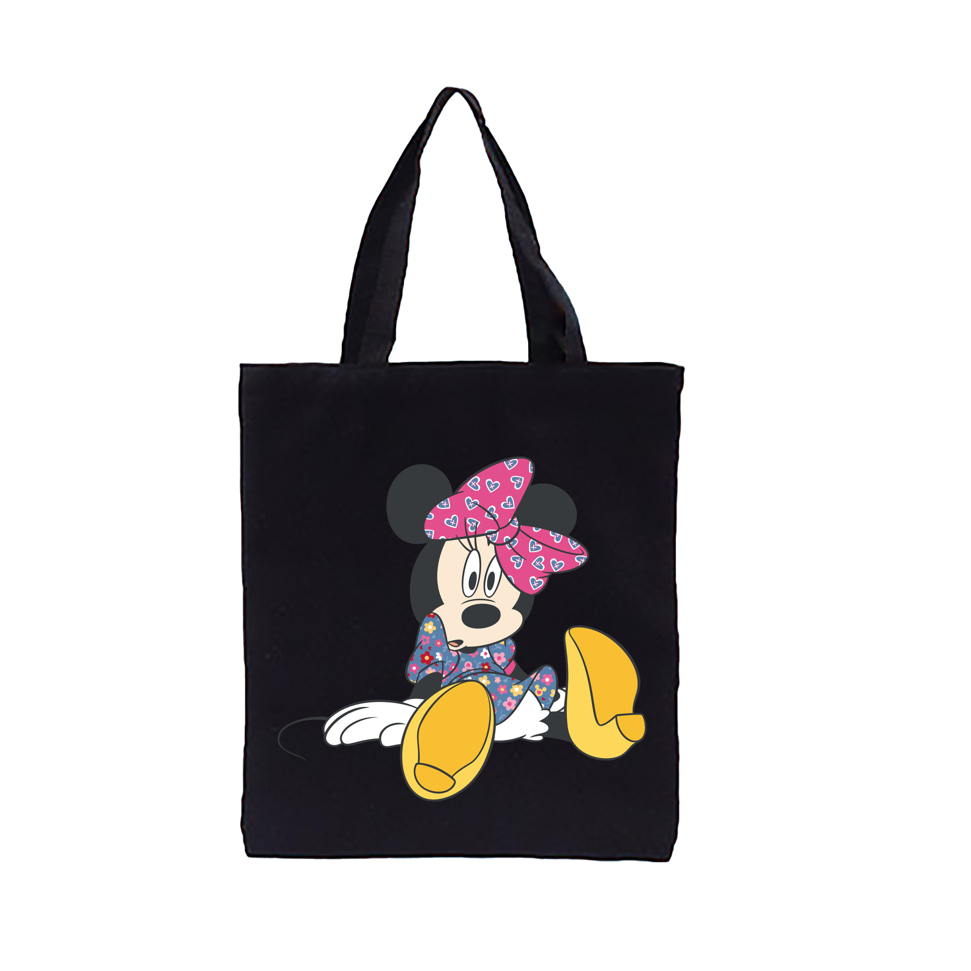 ミッキーマウス Mickey Mouse 縦型キャンバス生地手提げバッグ　トートバッグ