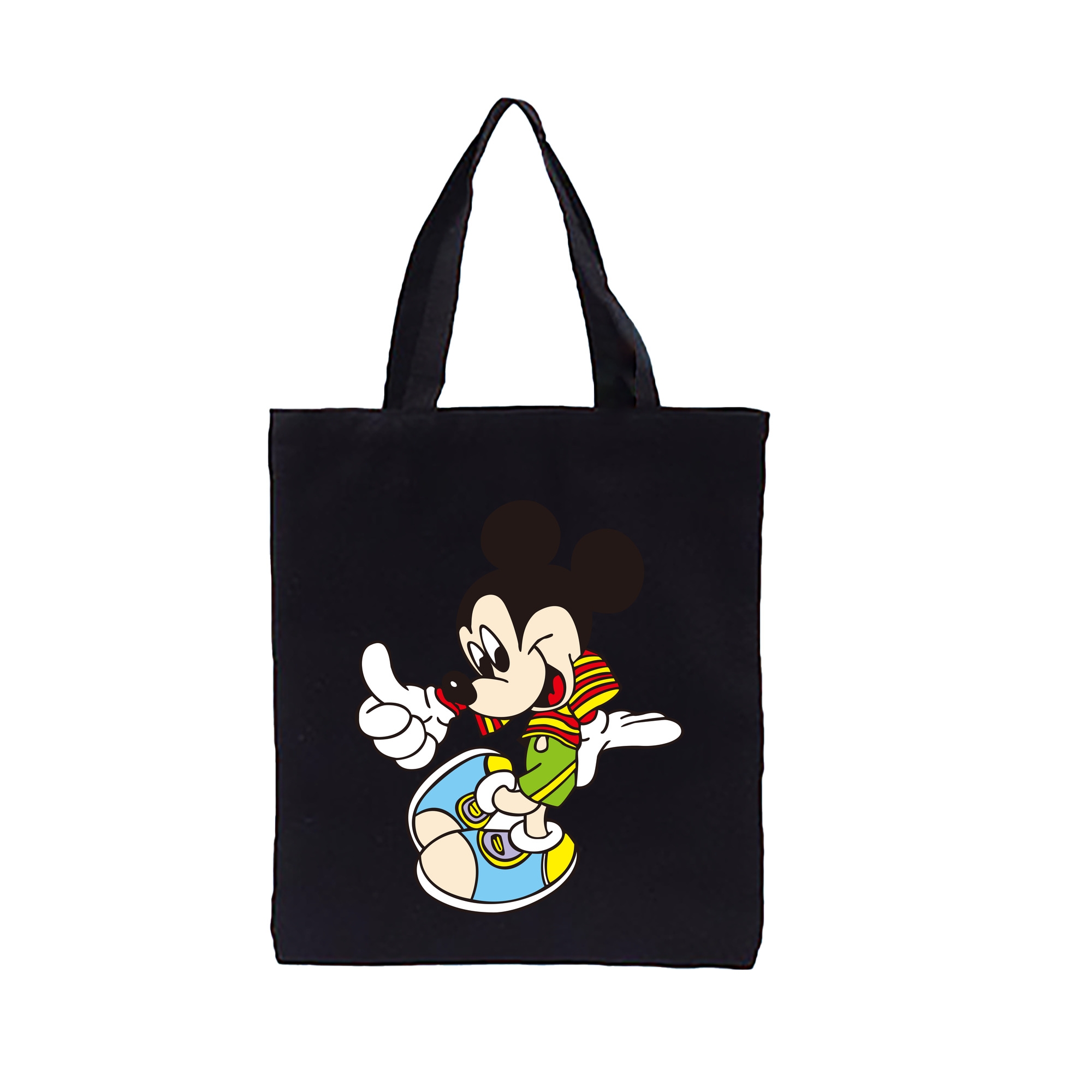 ミッキーマウス Mickey Mouse 縦型キャンバス生地手提げバッグ　トートバッグ