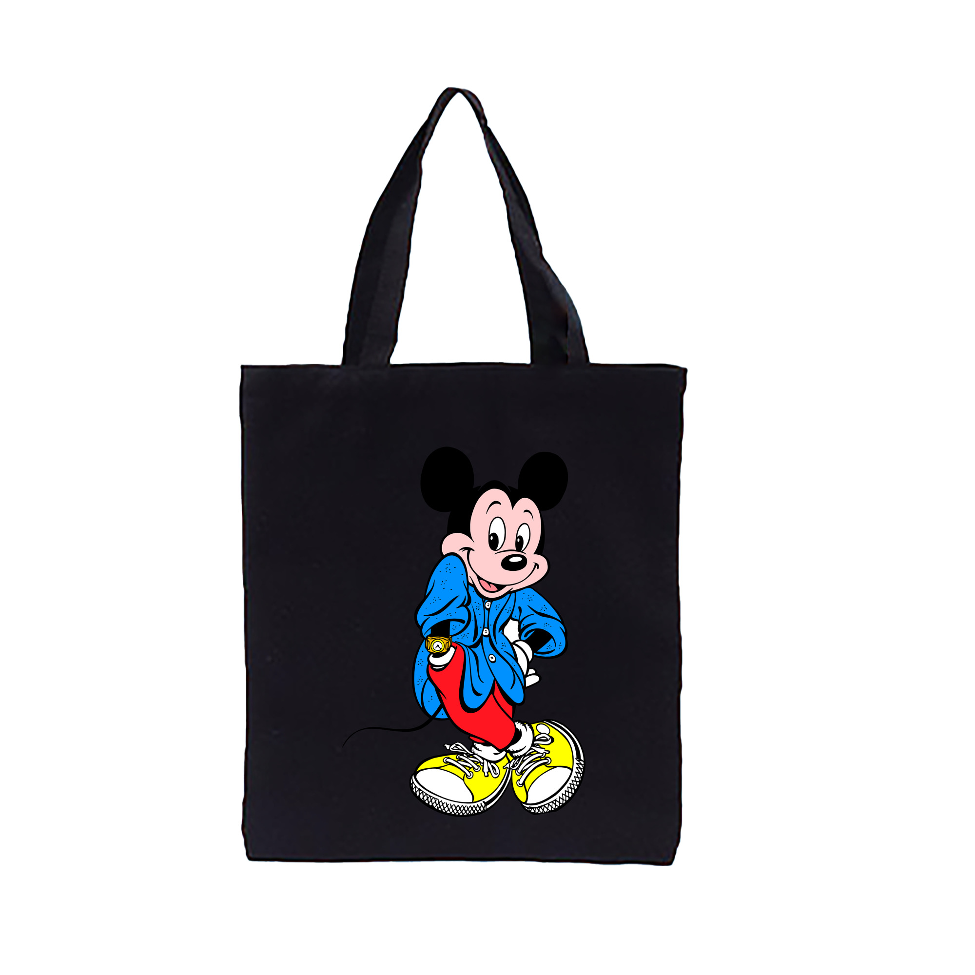 （画像用） ミッキーマウス Mickey Mouse 縦型キャンバス生地手提げバッグ　トートバッグ