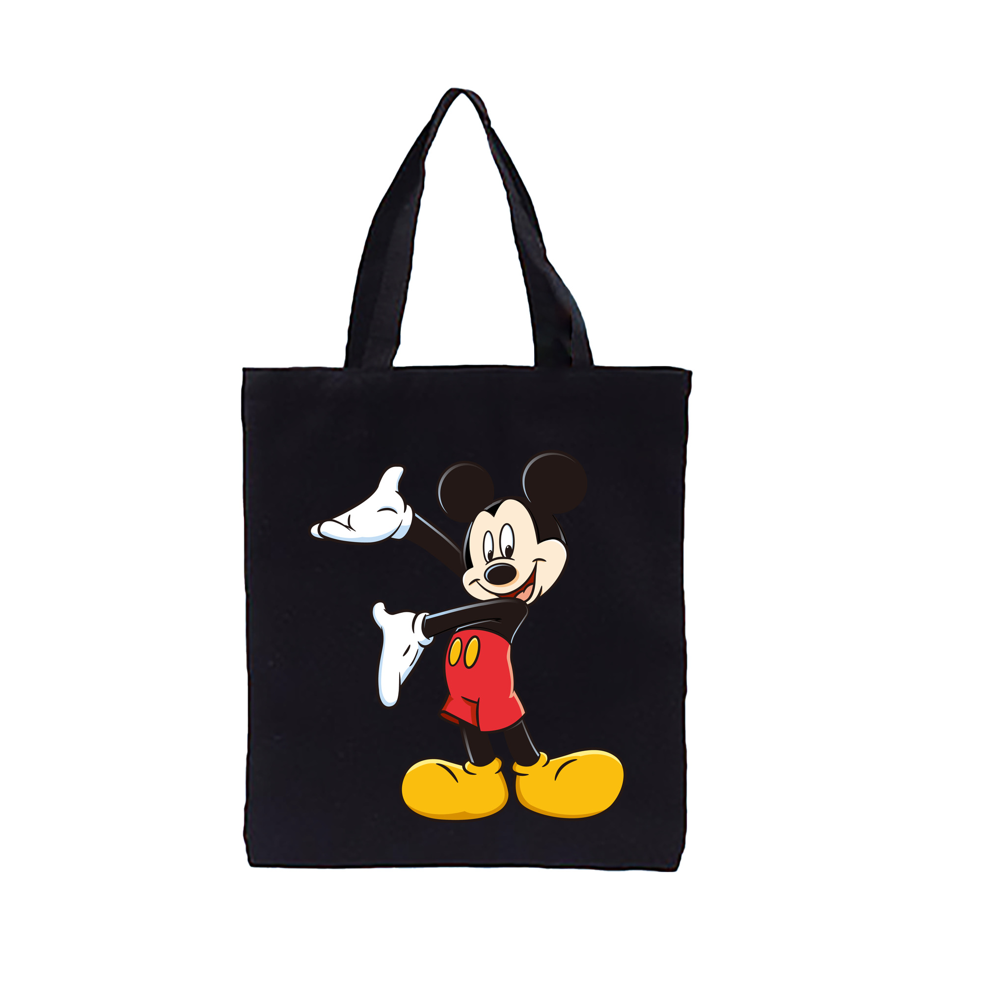 （画像用） ミッキーマウス Mickey Mouse 縦型キャンバス生地手提げバッグ　トートバッグ