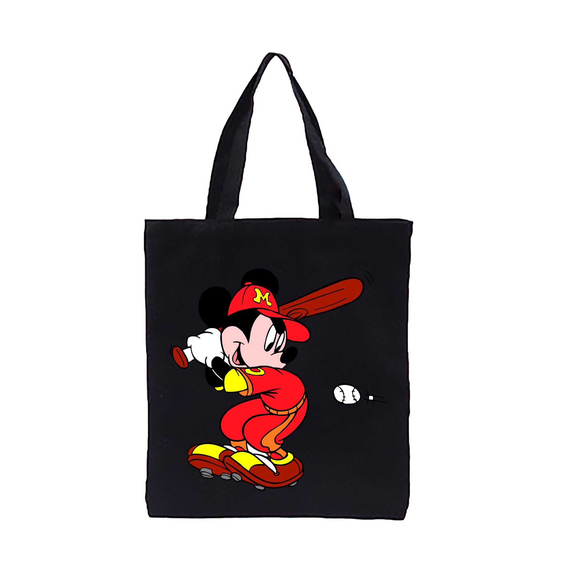 （画像用） ミッキーマウス Mickey Mouse 縦型キャンバス生地手提げバッグ　トートバッグ