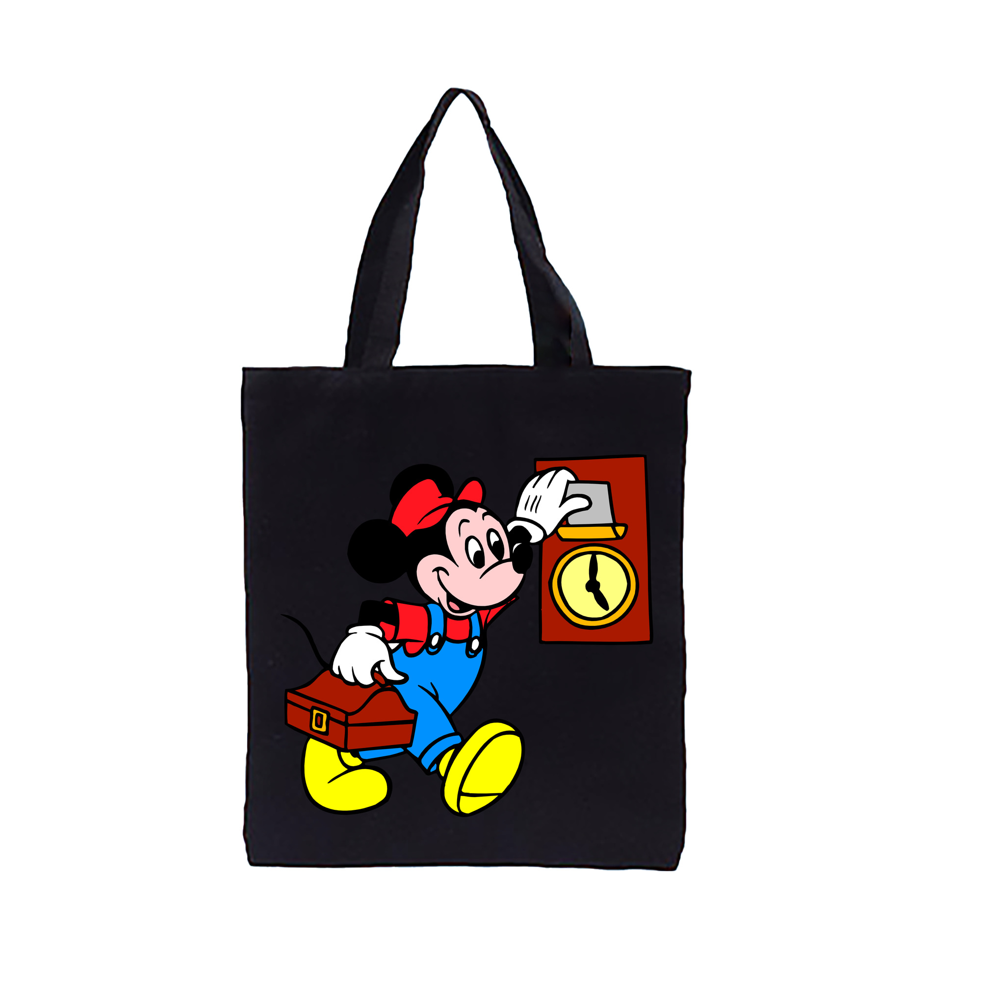 （画像用） ミッキーマウス Mickey Mouse 縦型キャンバス生地手提げバッグ　トートバッグ