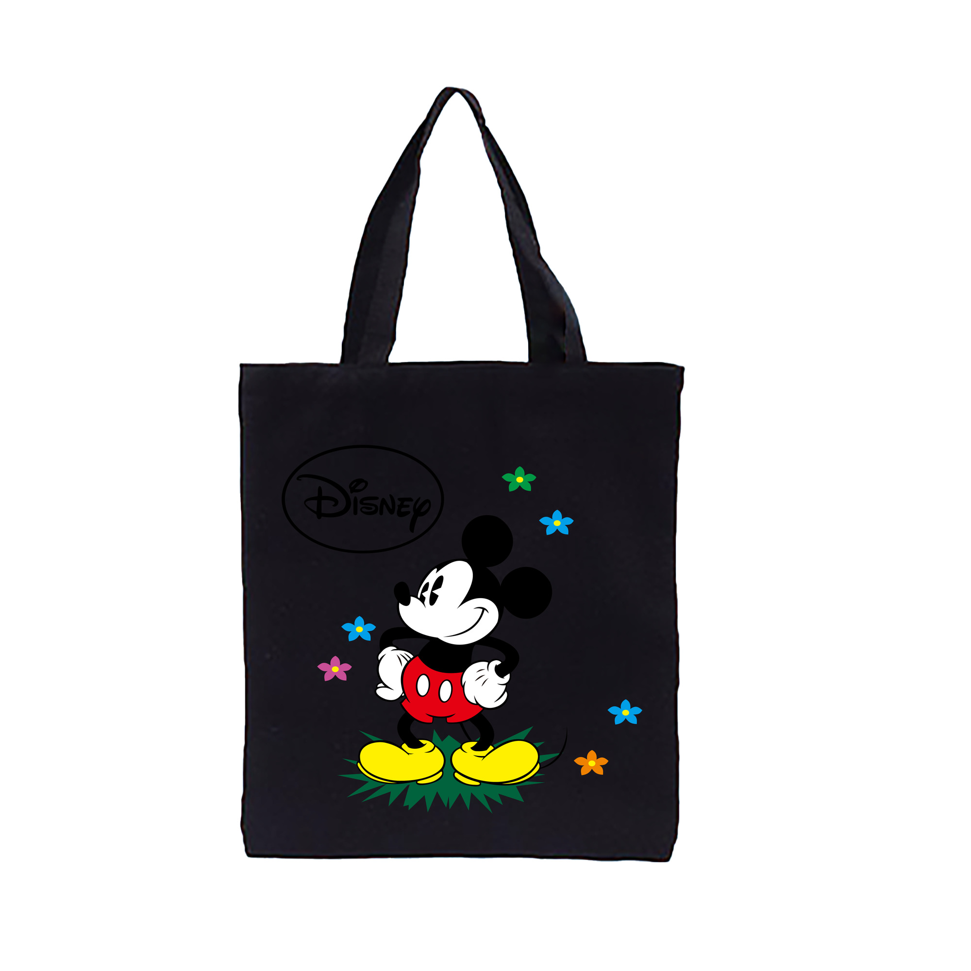 （画像用） ミッキーマウス Mickey Mouse 縦型キャンバス生地手提げバッグ　トートバッグ