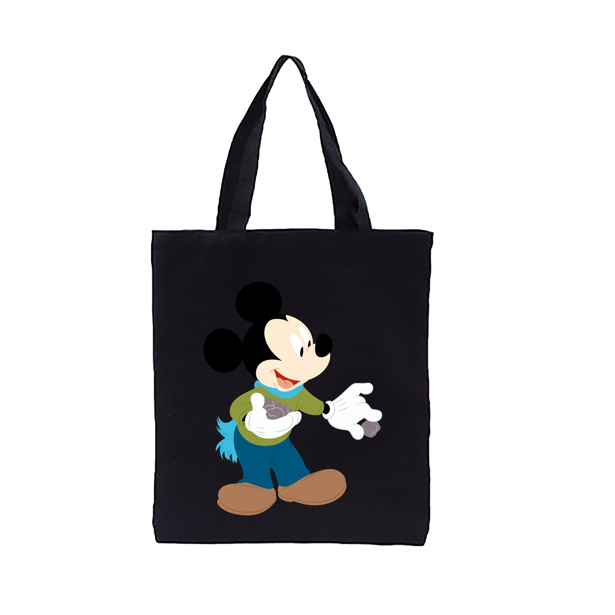 （画像用） ミッキーマウス Mickey Mouse 縦型キャンバス生地手提げバッグ　トートバッグ
