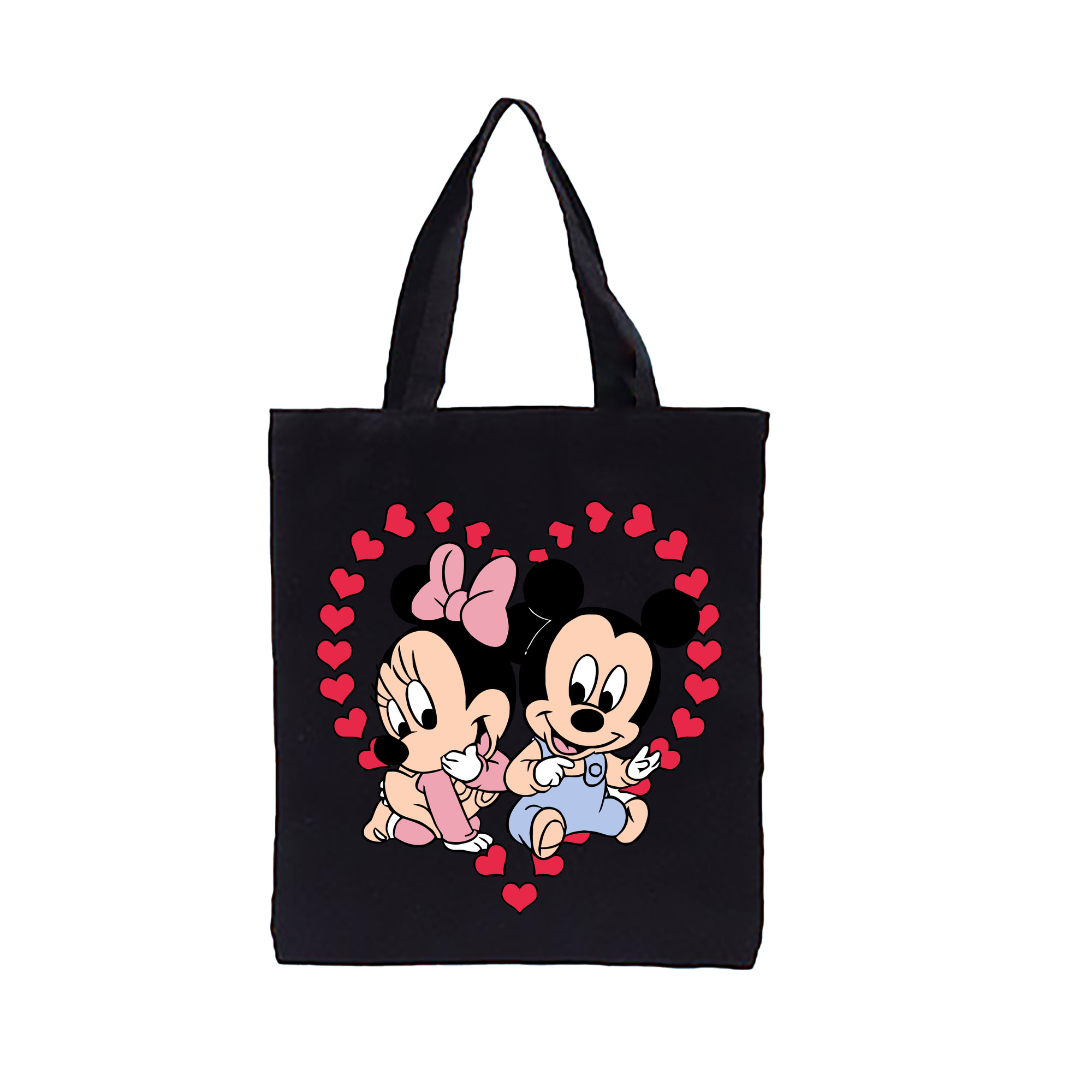 ミッキーマウス Mickey Mouse 縦型キャンバス生地手提げバッグ　トートバッグ