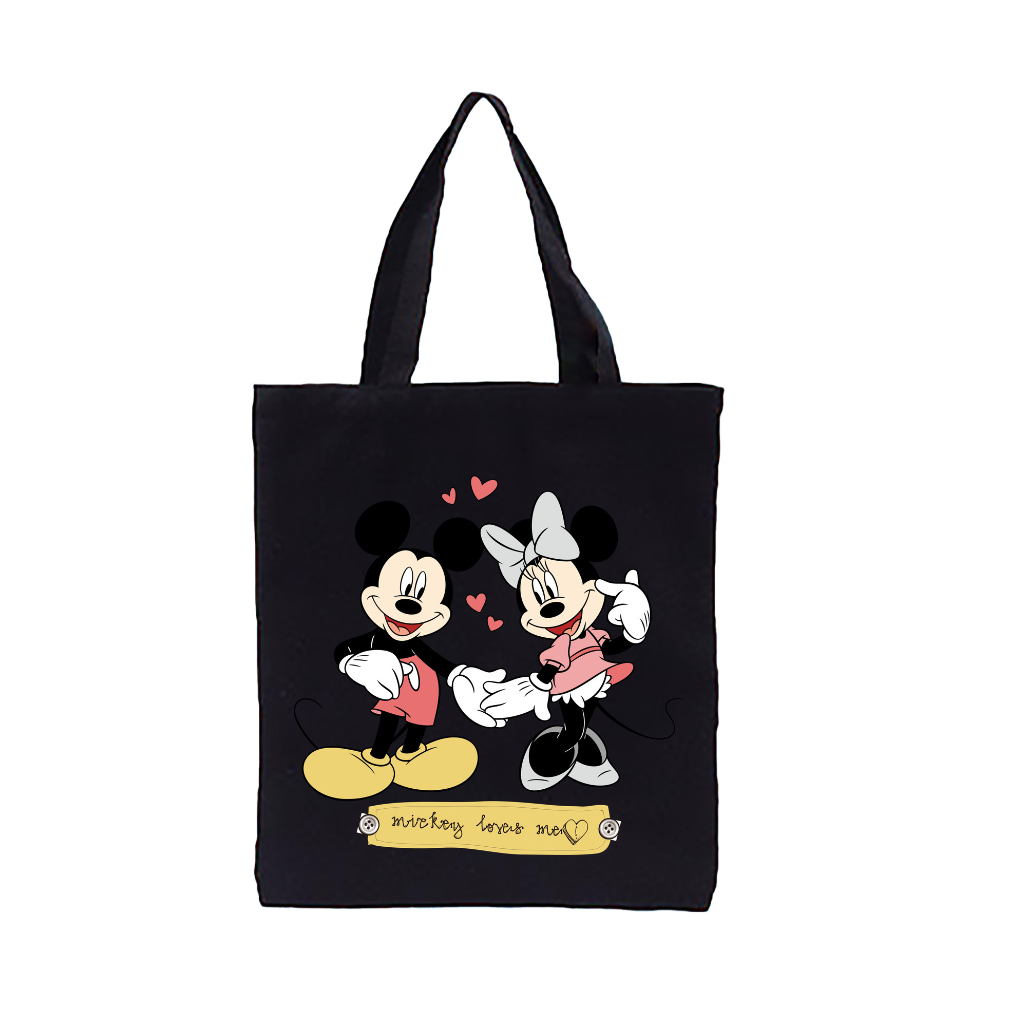 （画像用） ミッキーマウス Mickey Mouse 縦型キャンバス生地手提げバッグ　トートバッグ