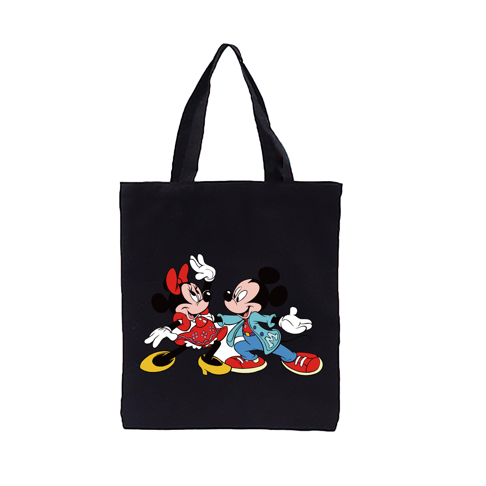 （画像用） ミッキーマウス Mickey Mouse 縦型キャンバス生地手提げバッグ　トートバッグ