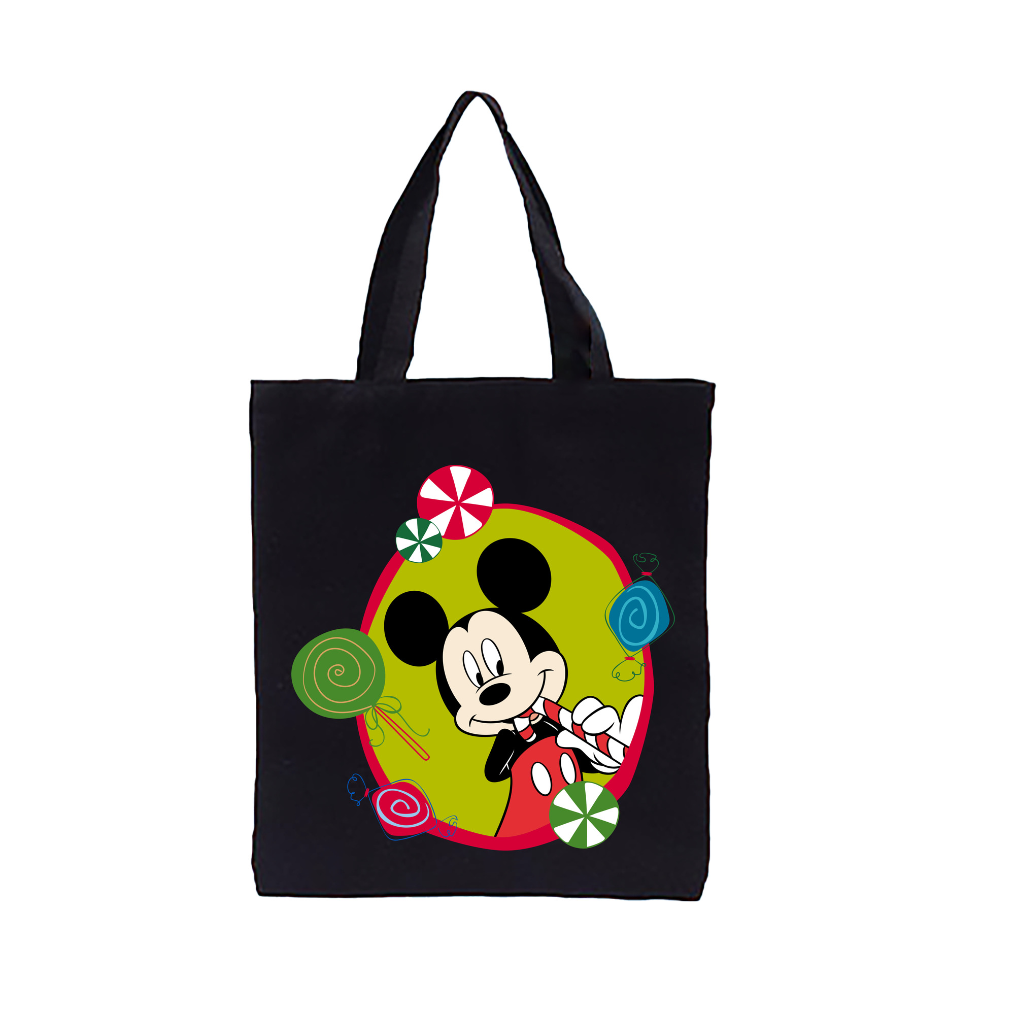 ミッキーマウス Mickey Mouse 縦型キャンバス生地手提げバッグ　トートバッグ