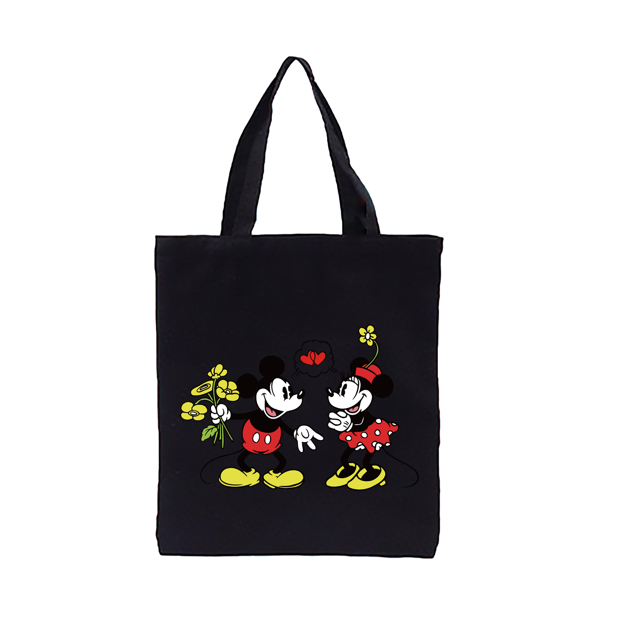 （画像用） ミッキーマウス Mickey Mouse 縦型キャンバス生地手提げバッグ　トートバッグ