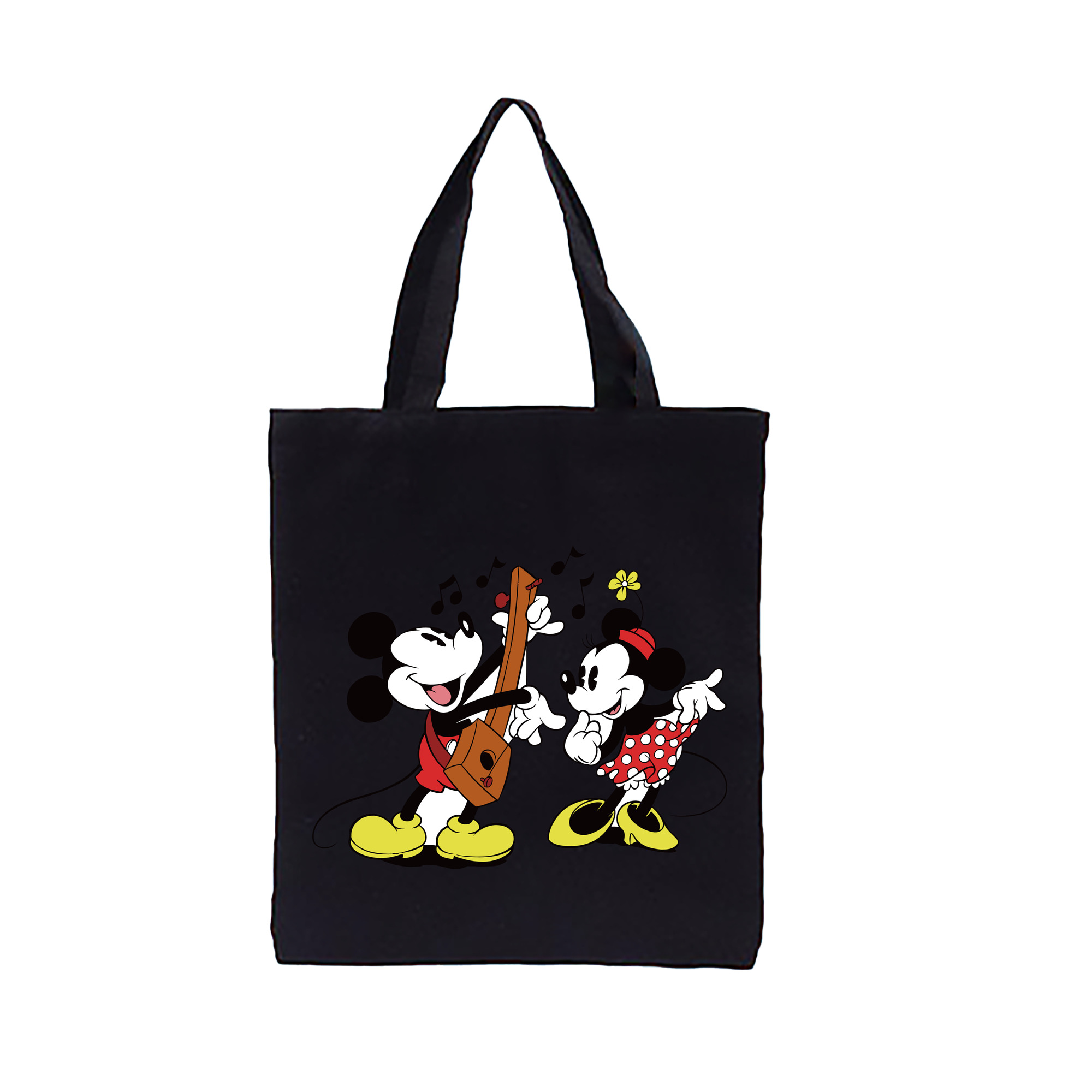 ミッキーマウス Mickey Mouse 縦型キャンバス生地手提げバッグ　トートバッグ