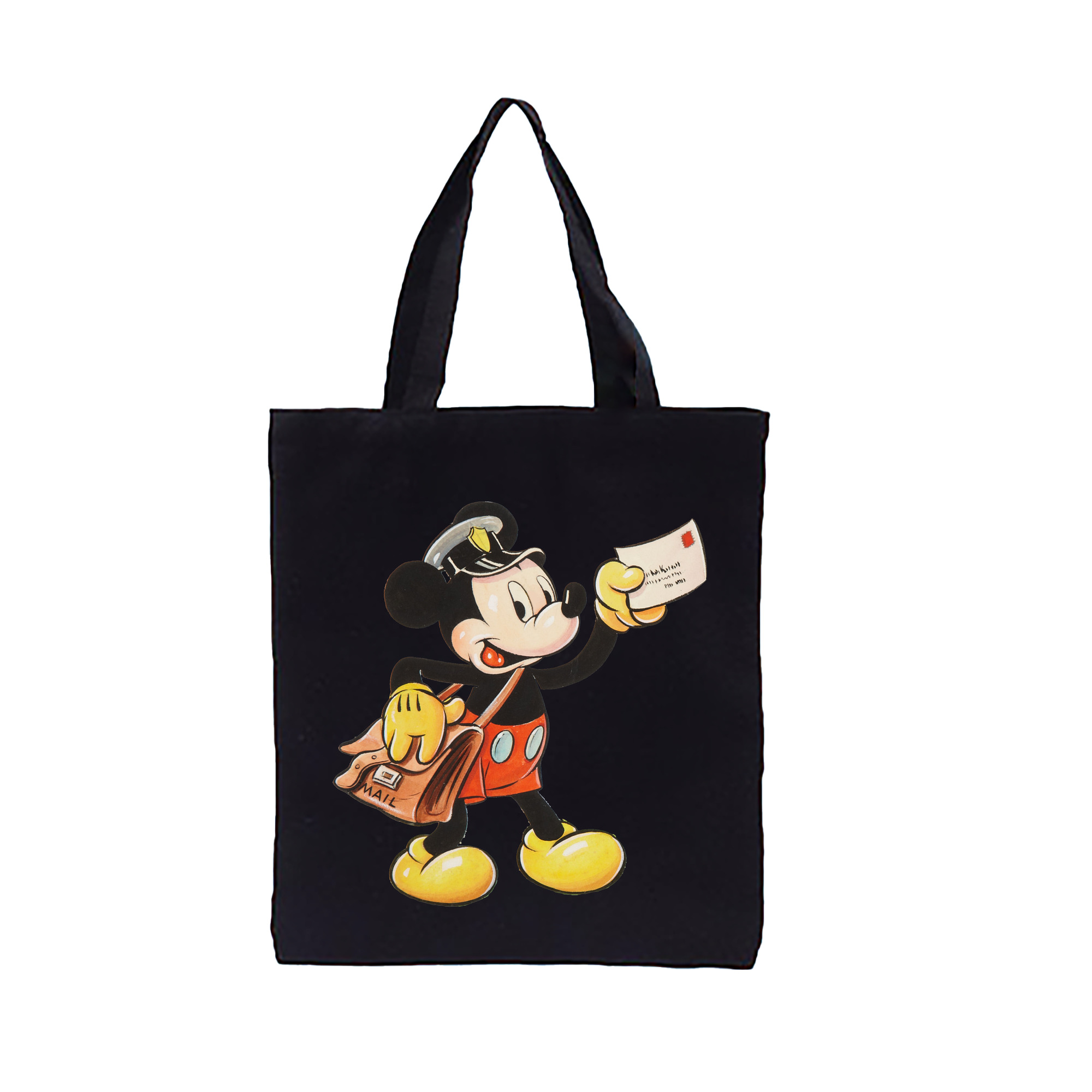 ミッキーマウス Mickey Mouse 縦型キャンバス生地手提げバッグ　トートバッグ