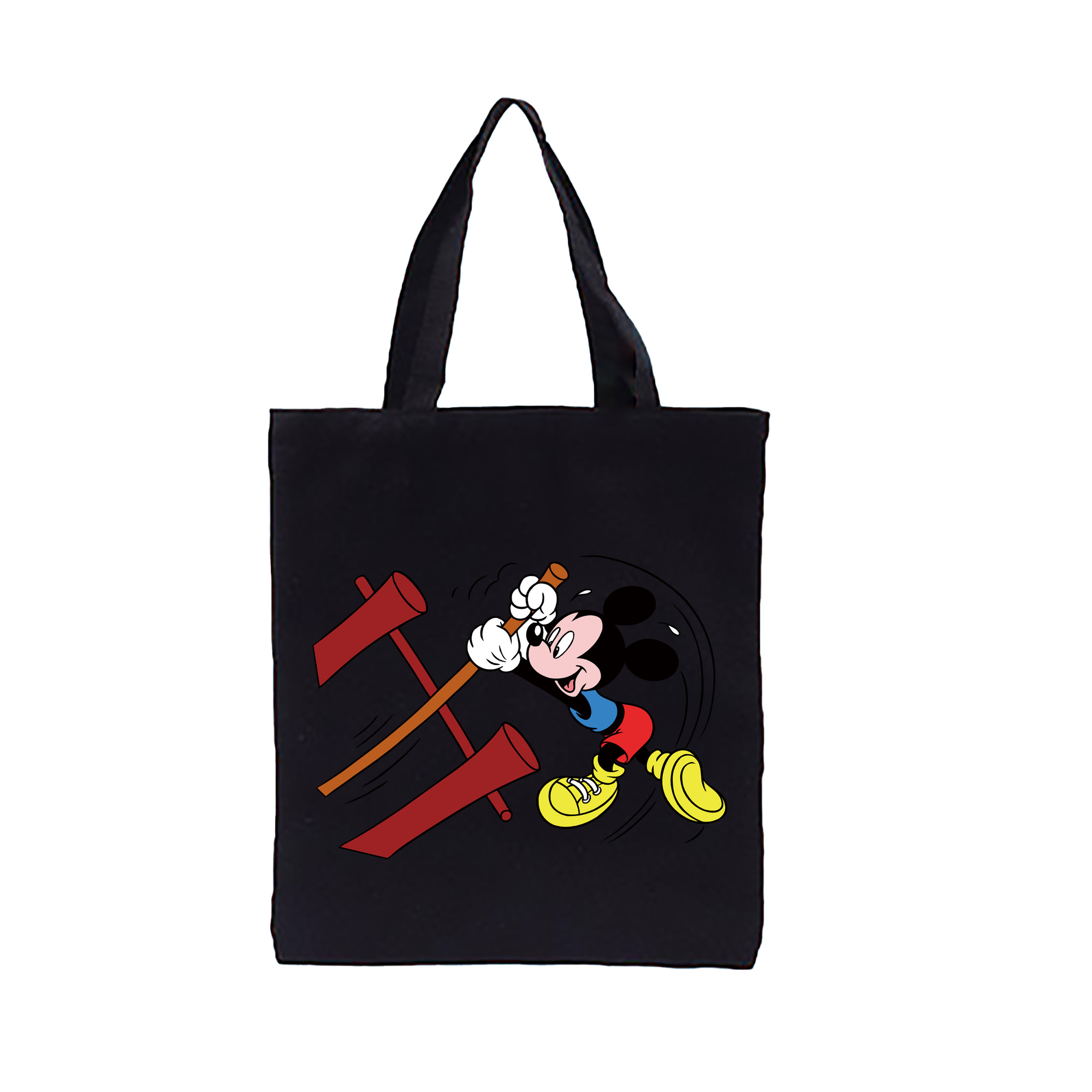 （画像用） ミッキーマウス Mickey Mouse 縦型キャンバス生地手提げバッグ　トートバッグ