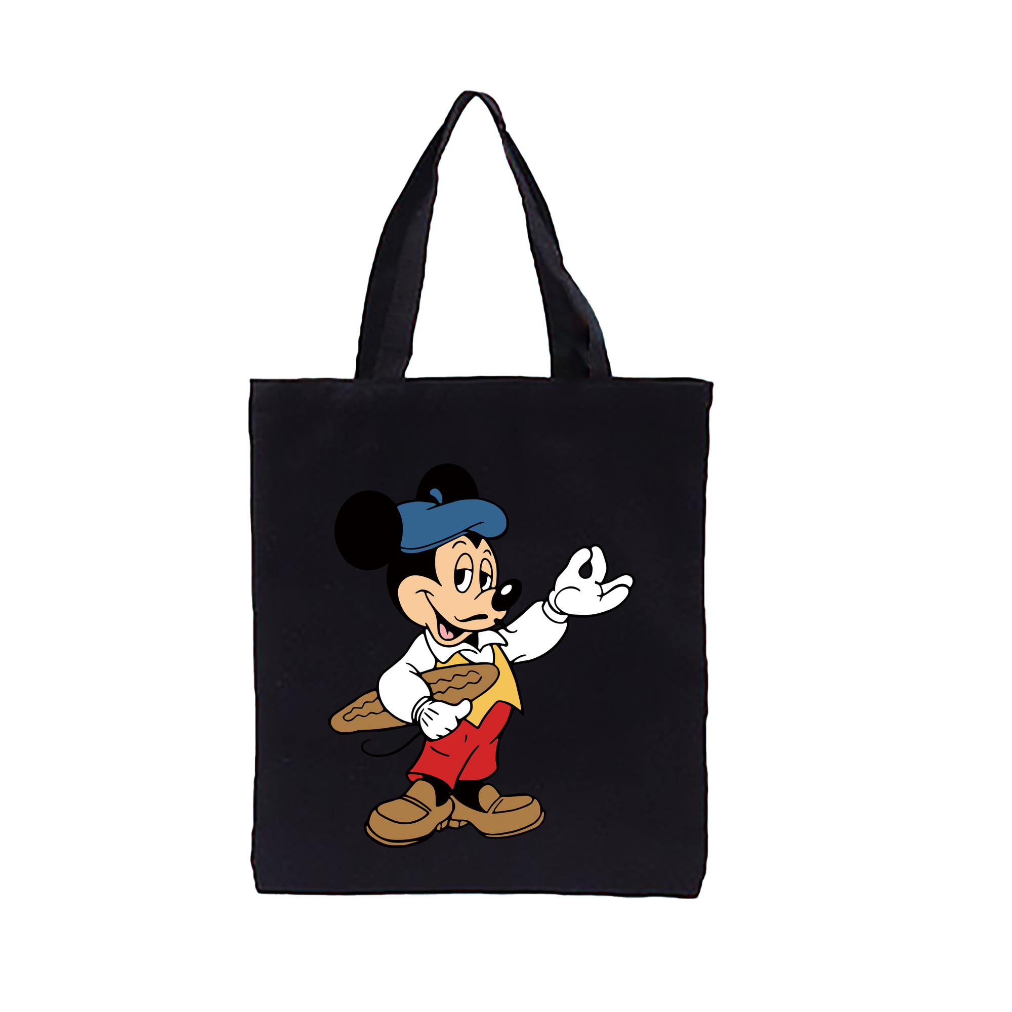 （画像用） ミッキーマウス Mickey Mouse 縦型キャンバス生地手提げバッグ　トートバッグ