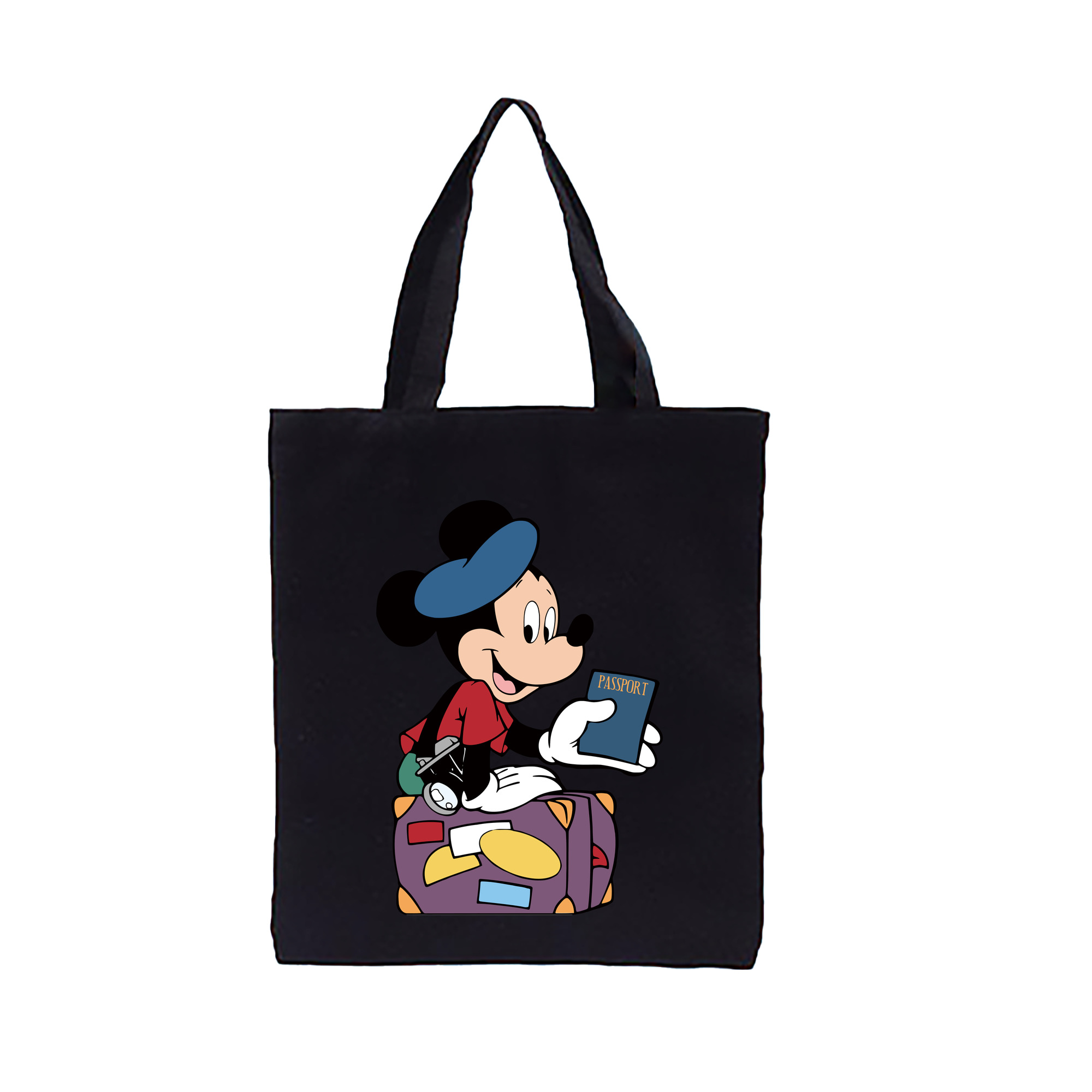 （画像用） ミッキーマウス Mickey Mouse 縦型キャンバス生地手提げバッグ　トートバッグ