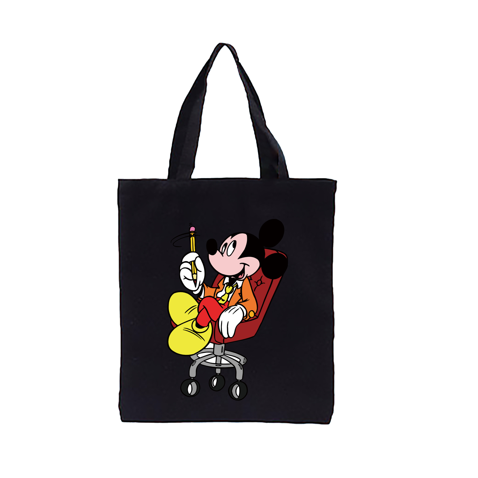 ミッキーマウス Mickey Mouse 縦型キャンバス生地手提げバッグ　トートバッグ