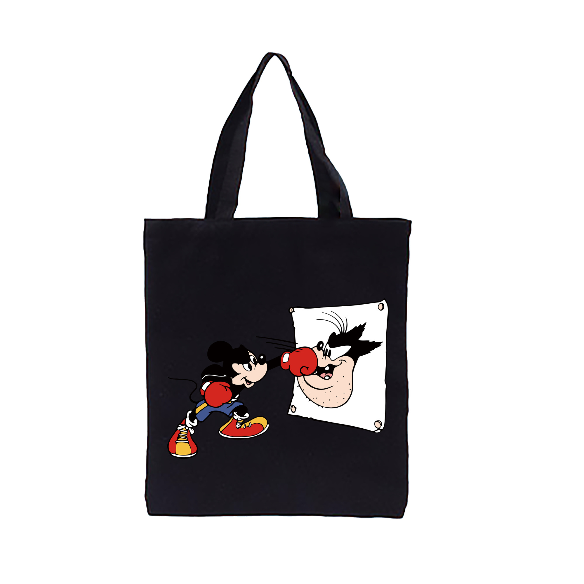 （画像用） ミッキーマウス Mickey Mouse 縦型キャンバス生地手提げバッグ　トートバッグ