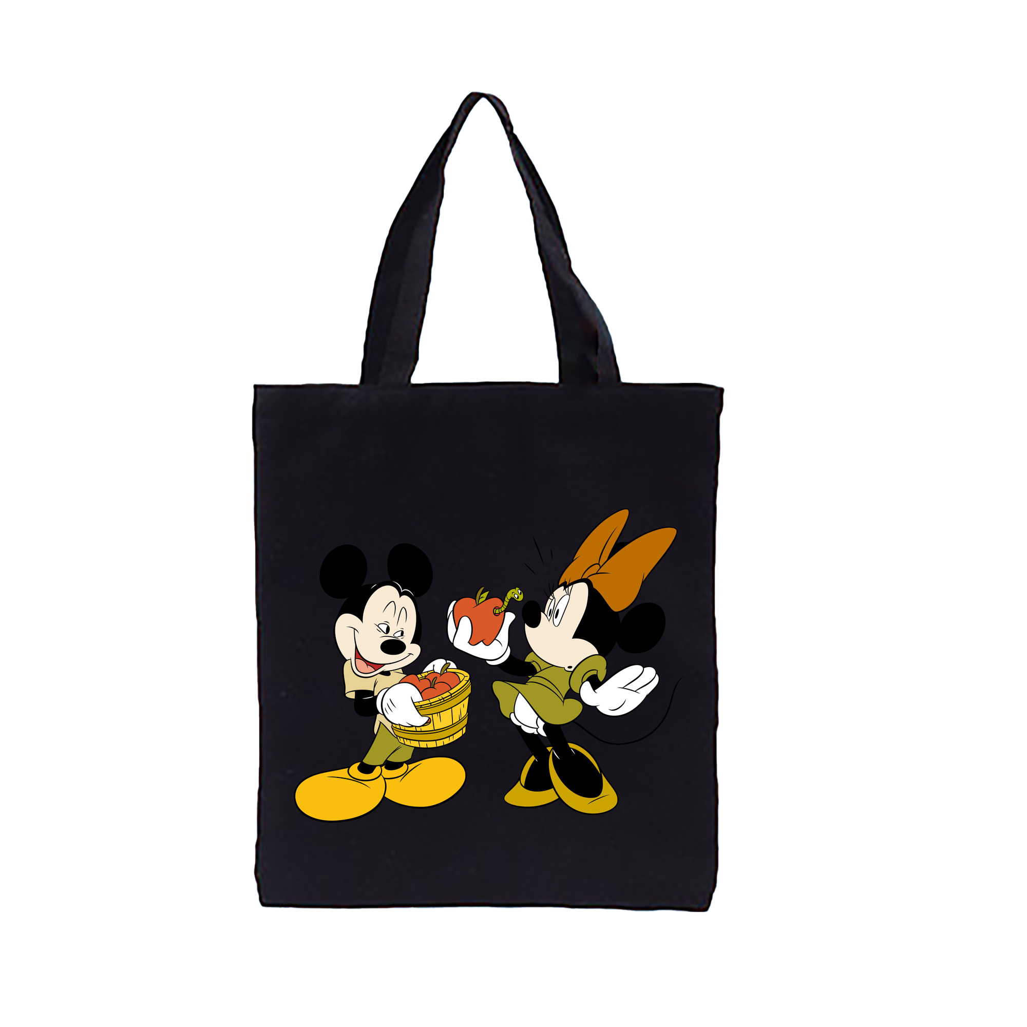 ミッキーマウス Mickey Mouse 縦型キャンバス生地手提げバッグ　トートバッグ