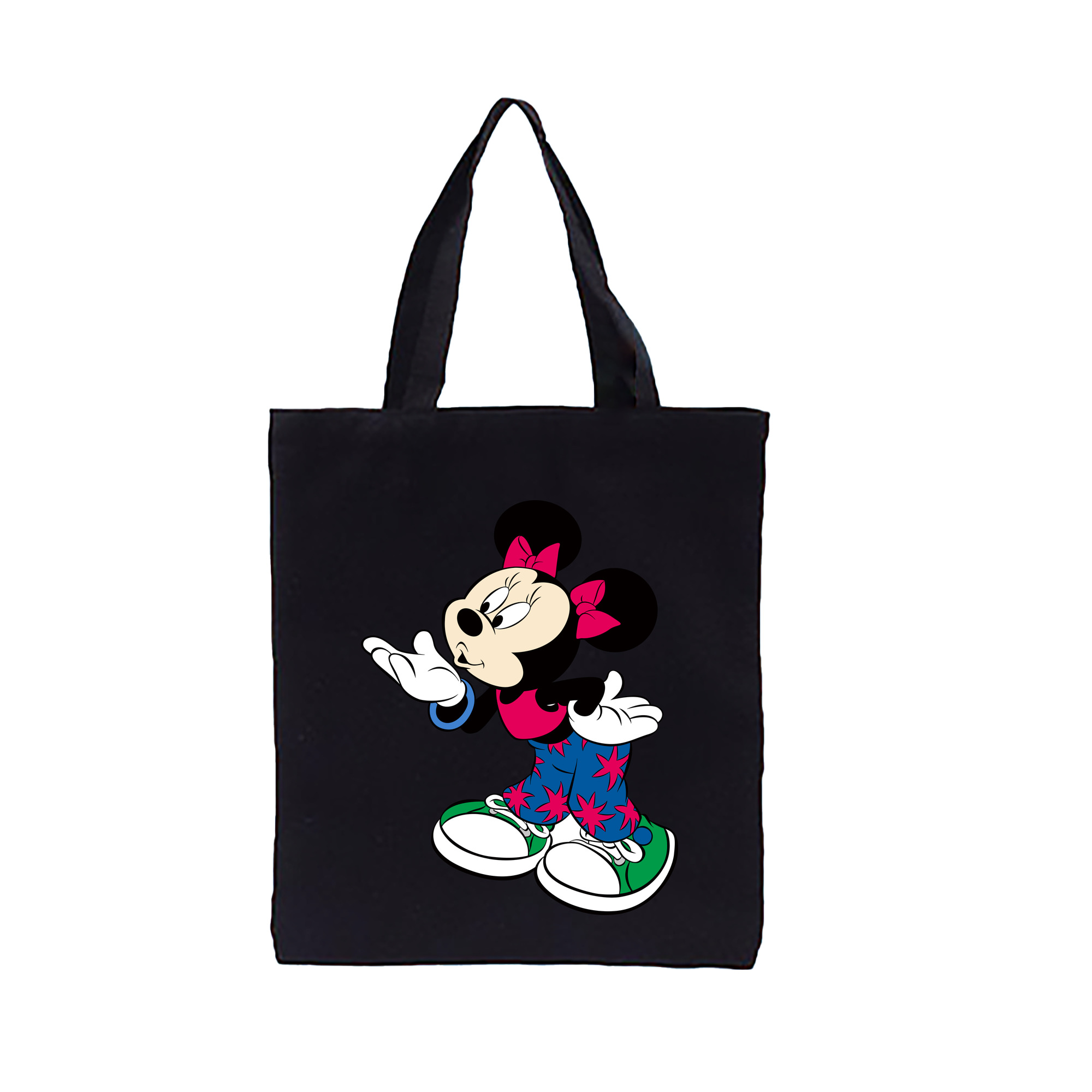 （画像用） ミッキーマウス Mickey Mouse 縦型キャンバス生地手提げバッグ　トートバッグ