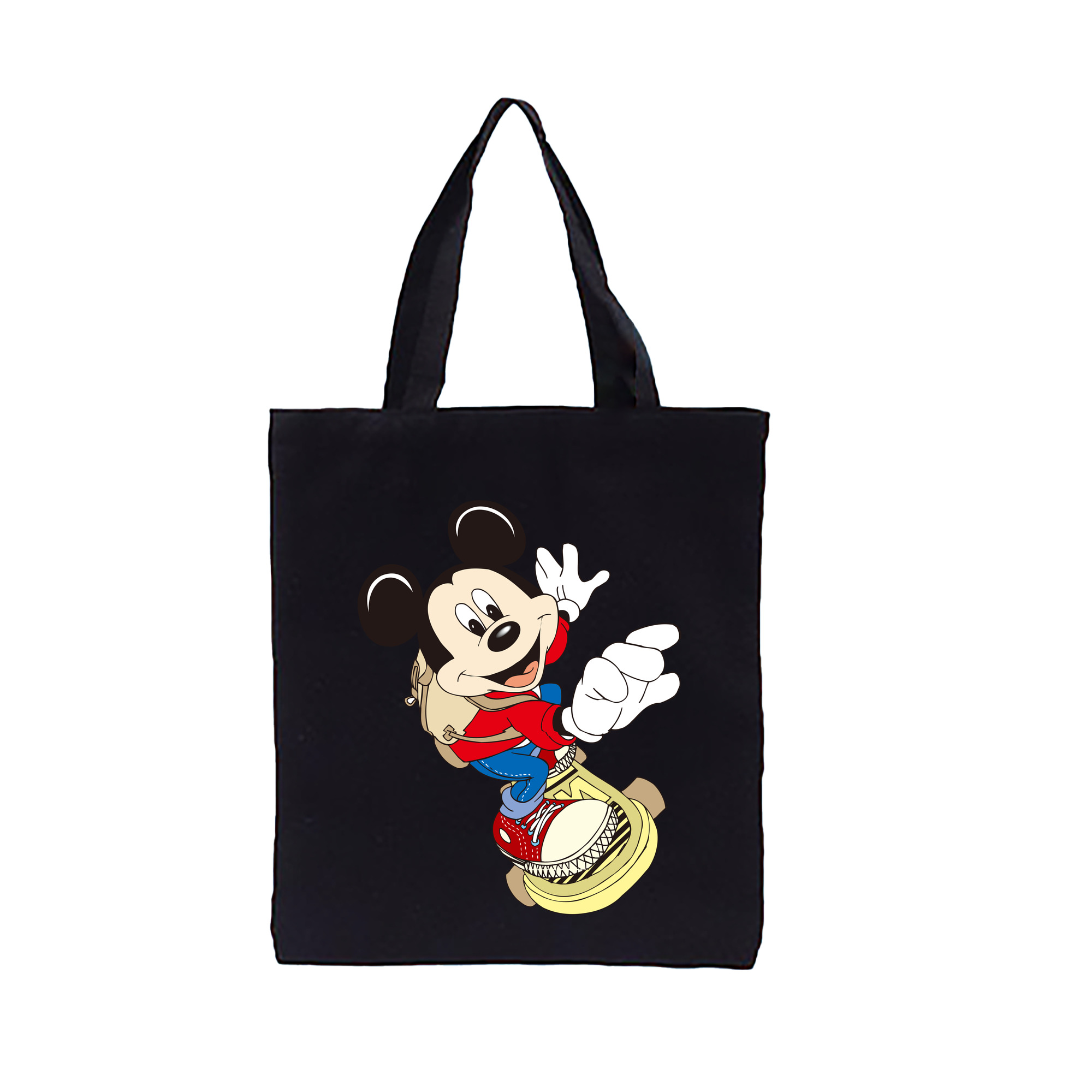 （画像用） ミッキーマウス Mickey Mouse 縦型キャンバス生地手提げバッグ　トートバッグ