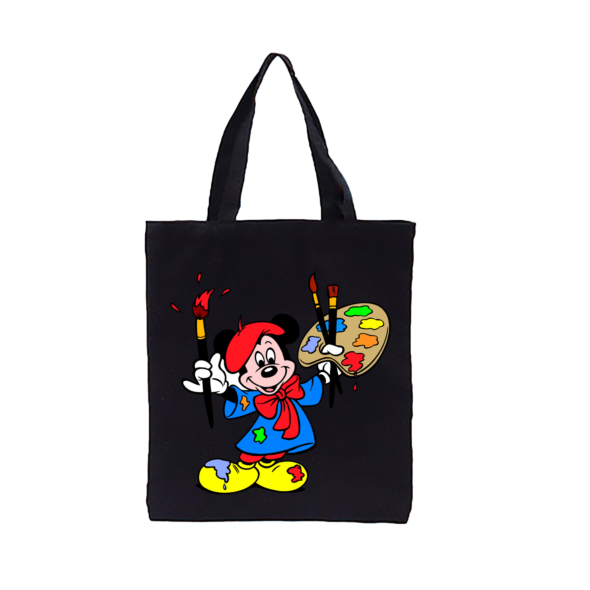 ミッキーマウス Mickey Mouse 縦型キャンバス生地手提げバッグ　トートバッグ