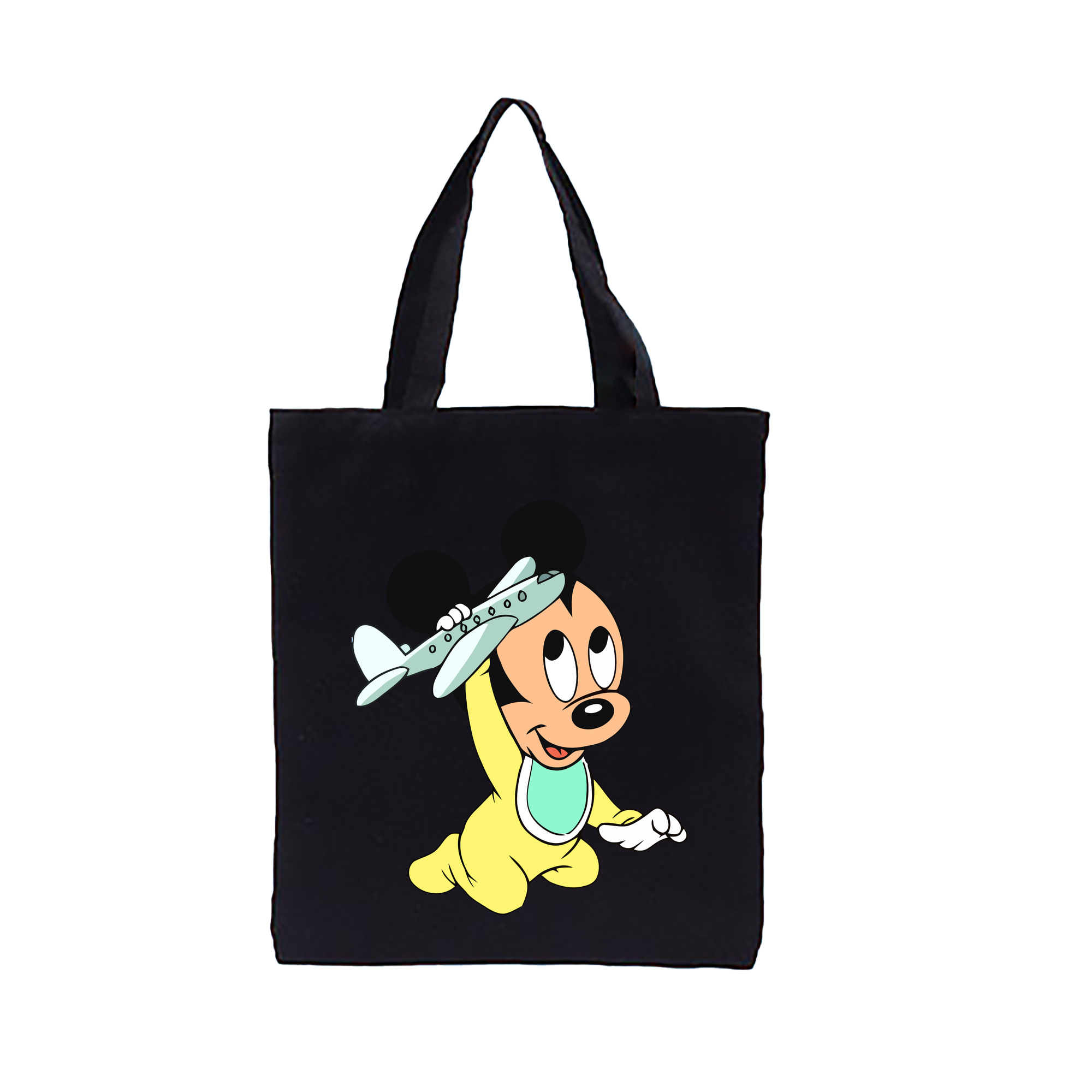 （画像用） ミッキーマウス Mickey Mouse 縦型キャンバス生地手提げバッグ　トートバッグ