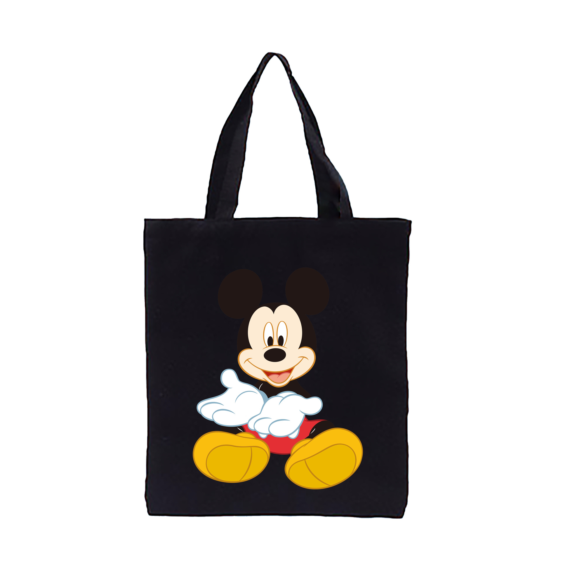 （画像用） ミッキーマウス Mickey Mouse 縦型キャンバス生地手提げバッグ　トートバッグ