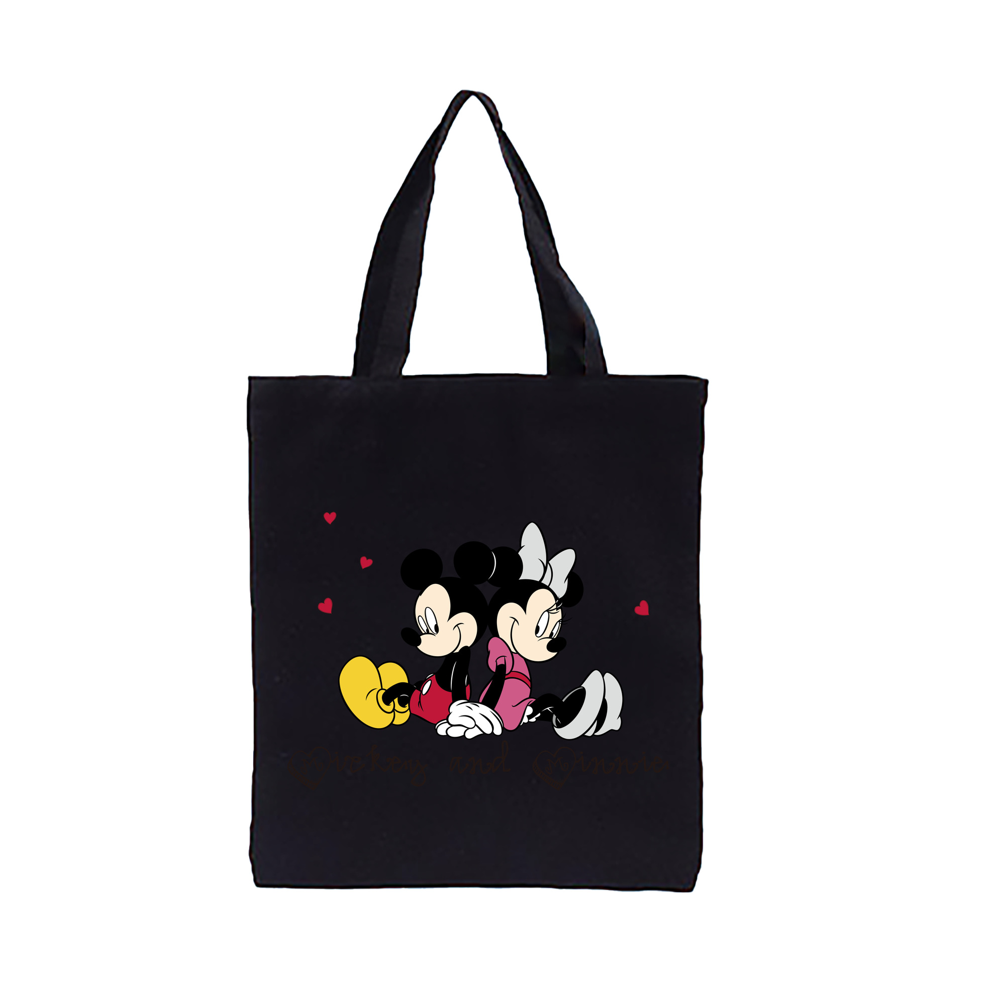 （画像用） ミッキーマウス Mickey Mouse 縦型キャンバス生地手提げバッグ　トートバッグ
