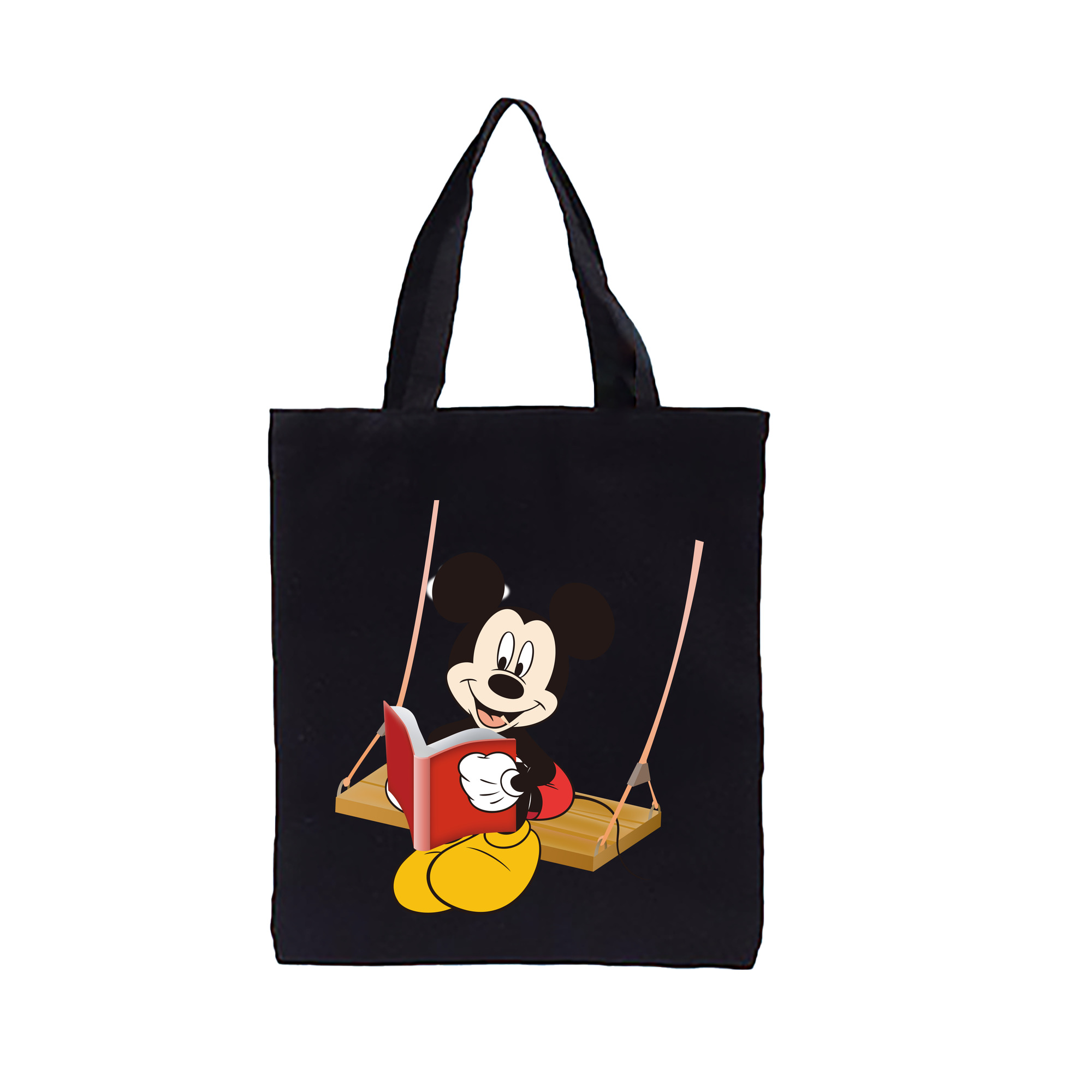 ミッキーマウス Mickey Mouse 縦型キャンバス生地手提げバッグ　トートバッグ