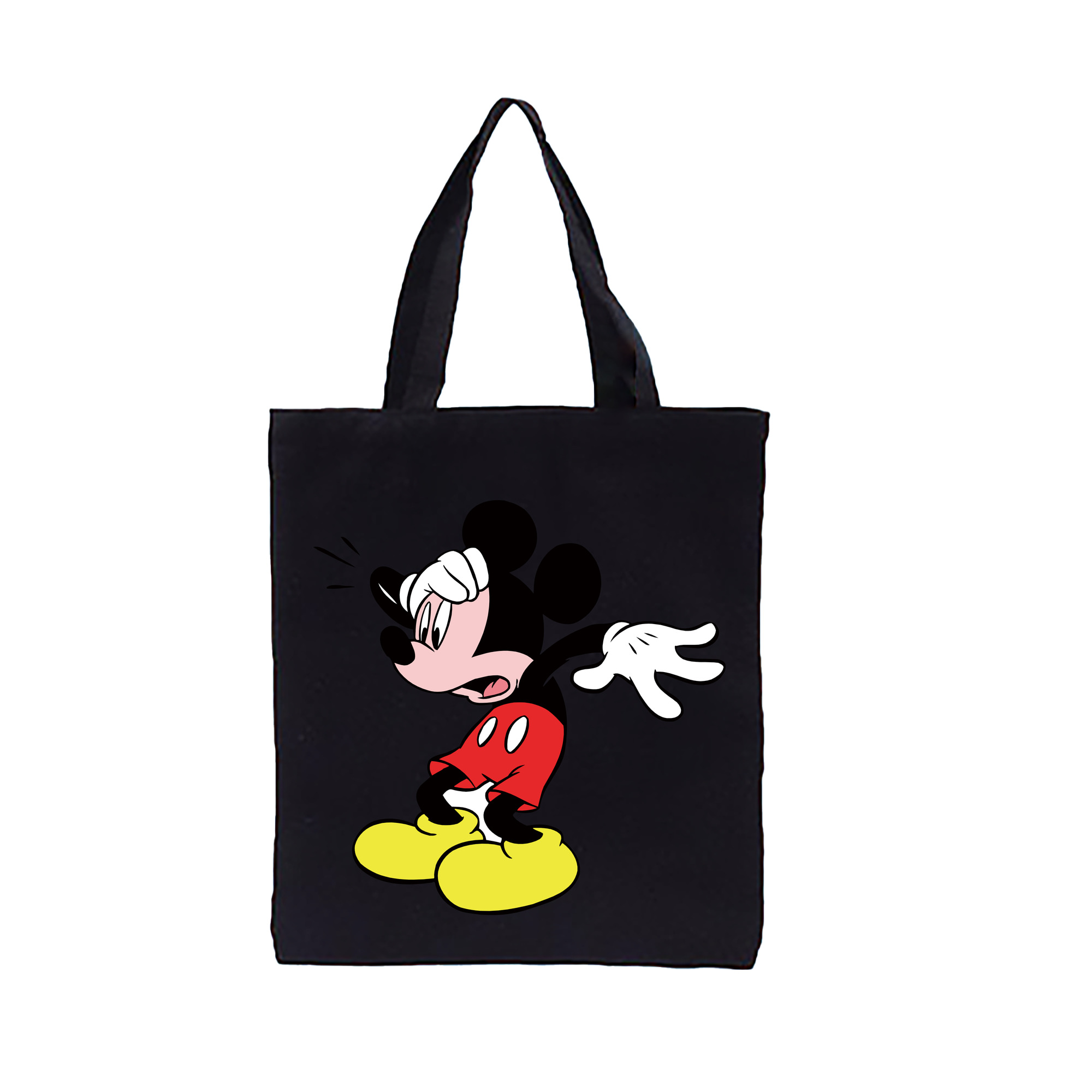 （画像用） ミッキーマウス Mickey Mouse 縦型キャンバス生地手提げバッグ　トートバッグ