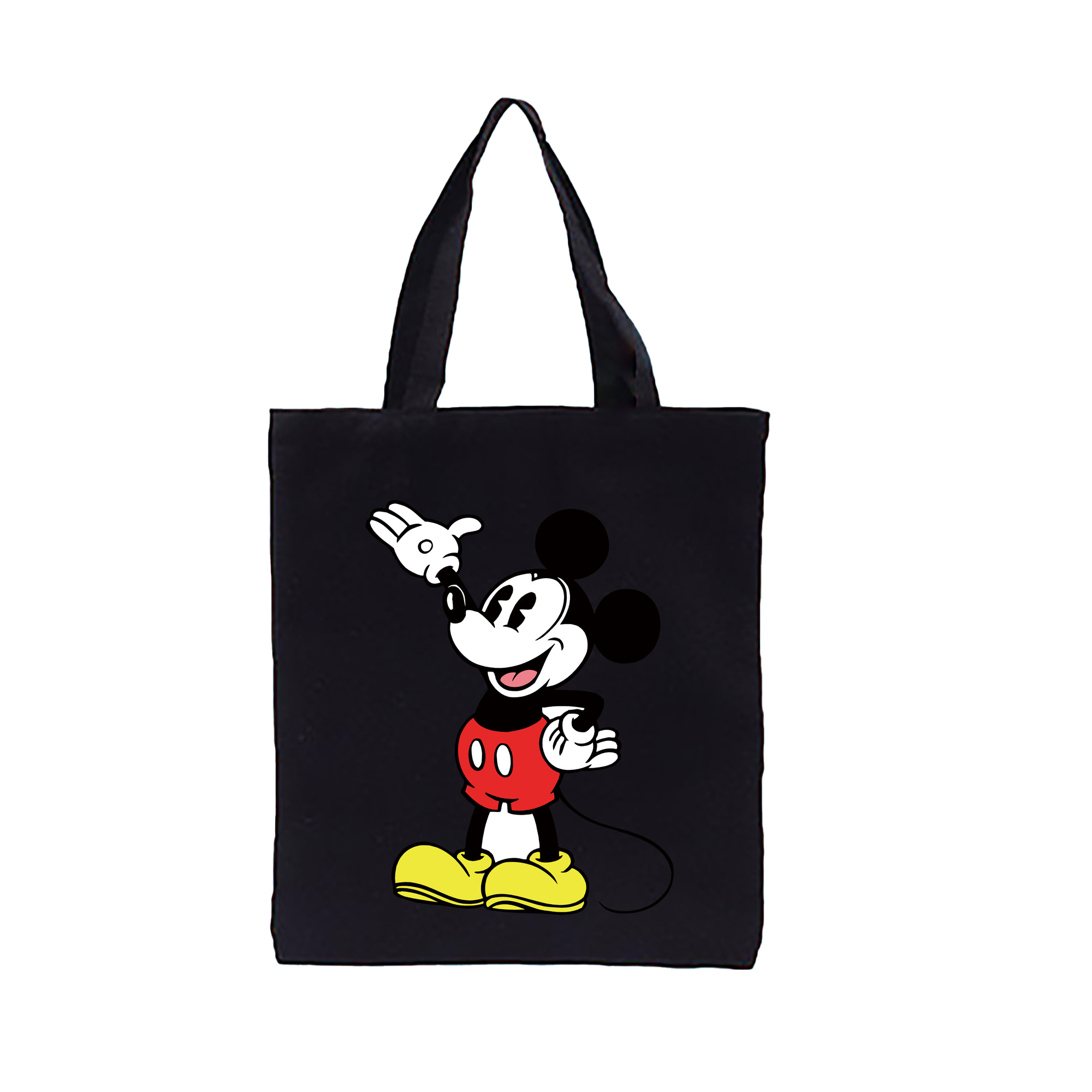 （画像用） ミッキーマウス Mickey Mouse 縦型キャンバス生地手提げバッグ　トートバッグ