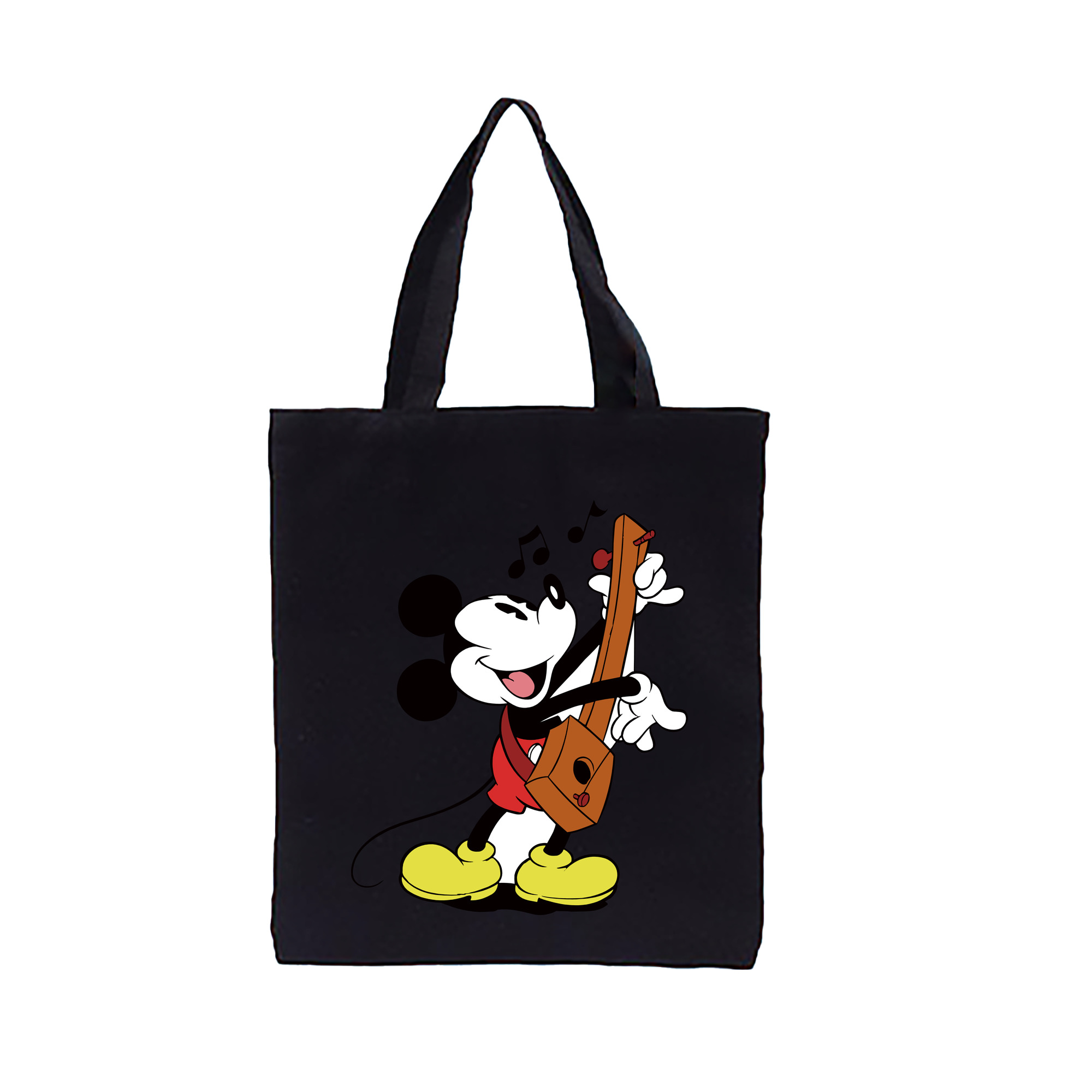 （画像用） ミッキーマウス Mickey Mouse 縦型キャンバス生地手提げバッグ　トートバッグ