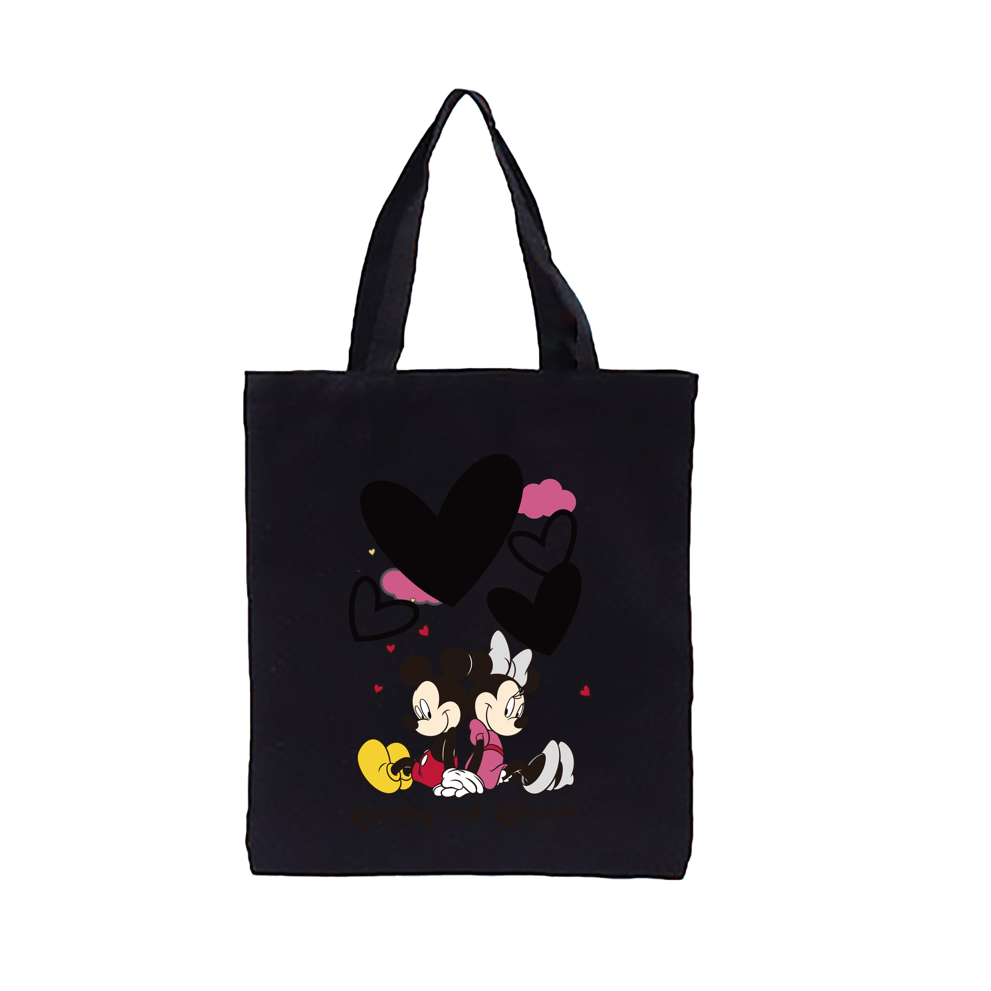 （画像用） ミッキーマウス Mickey Mouse 縦型キャンバス生地手提げバッグ　トートバッグ
