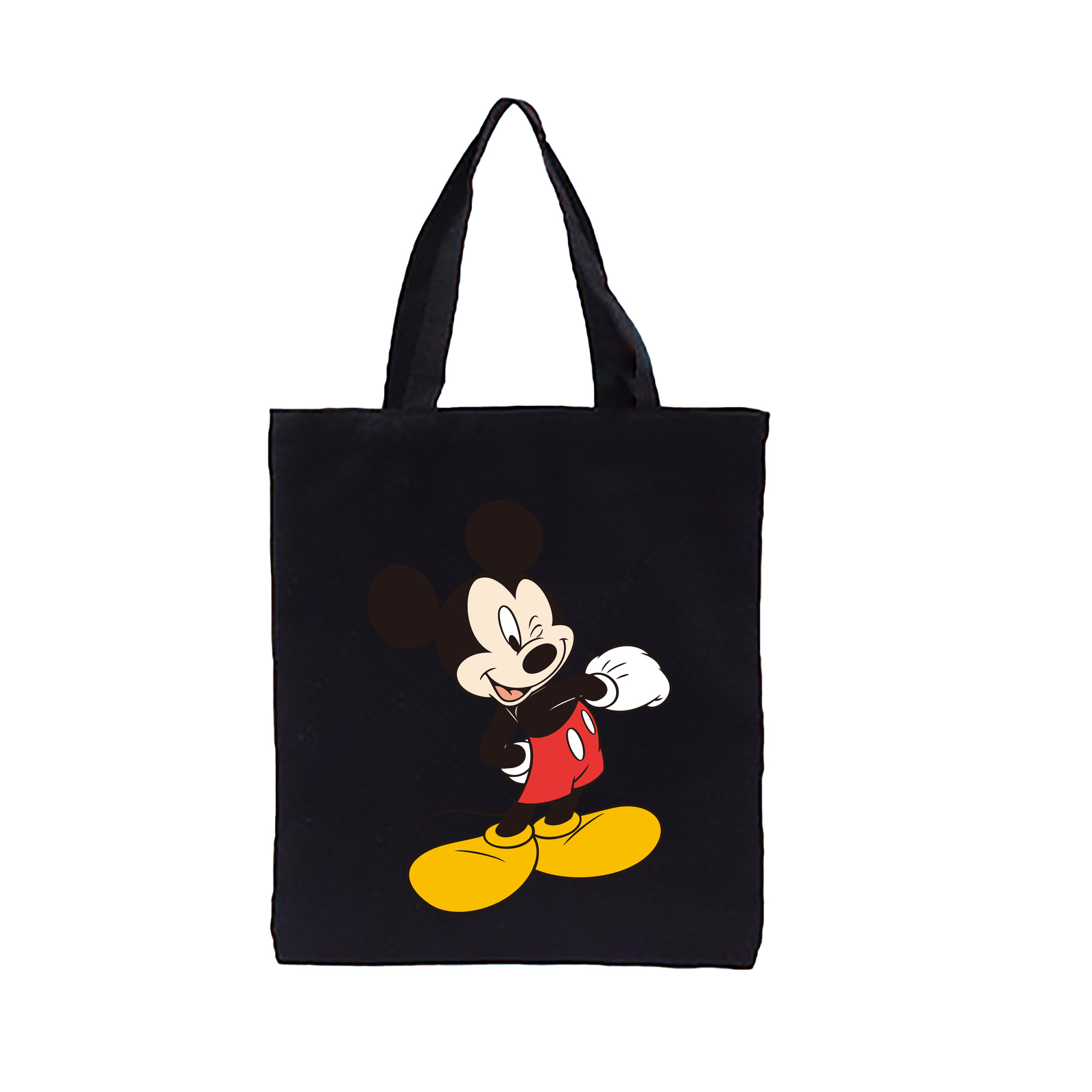 （画像用） ミッキーマウス Mickey Mouse 縦型キャンバス生地手提げバッグ　トートバッグ