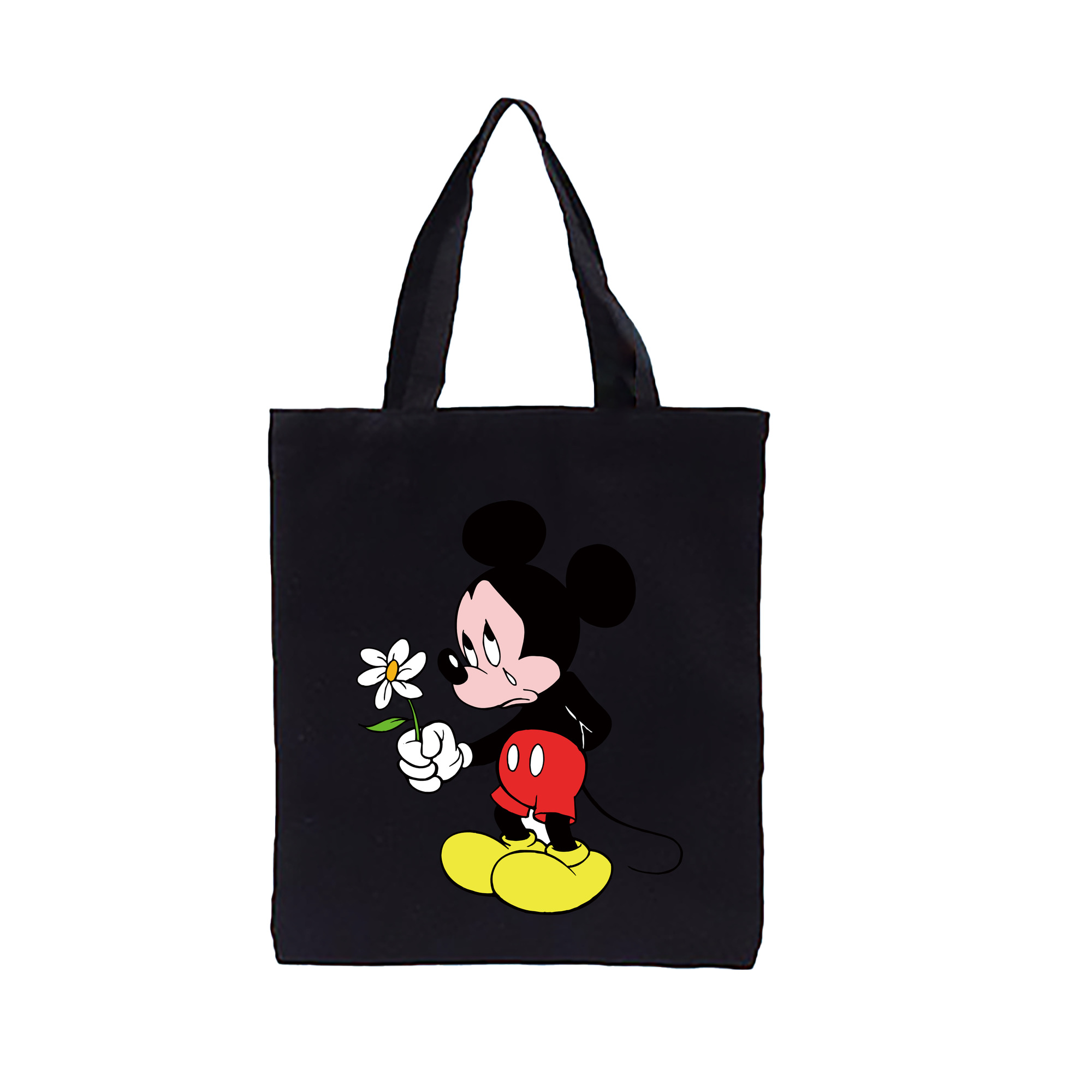 （画像用） ミッキーマウス Mickey Mouse 縦型キャンバス生地手提げバッグ　トートバッグ