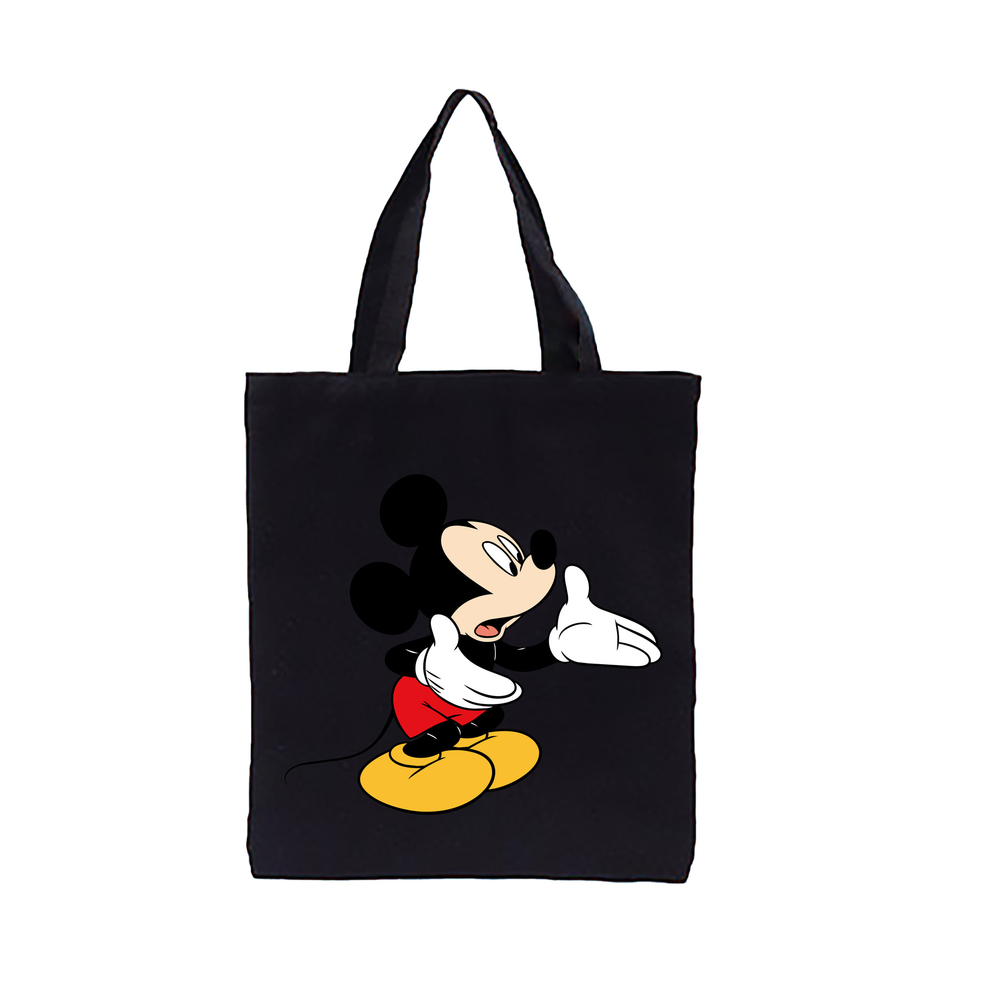 （画像用） ミッキーマウス Mickey Mouse 縦型キャンバス生地手提げバッグ　トートバッグ