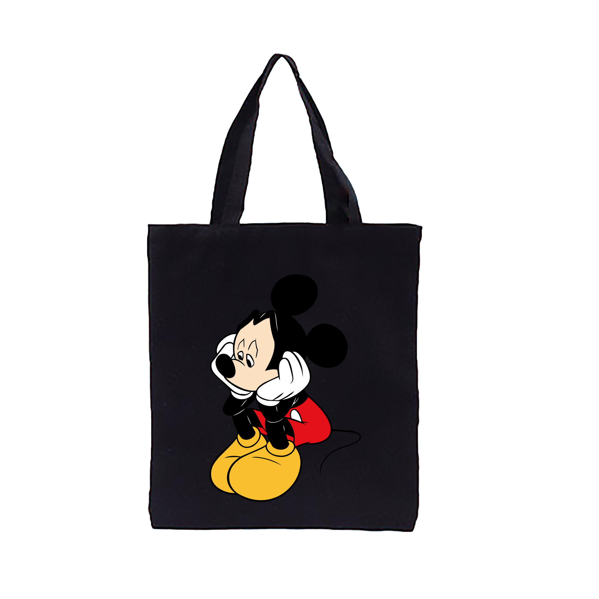 （画像用） ミッキーマウス Mickey Mouse 縦型キャンバス生地手提げバッグ　トートバッグ