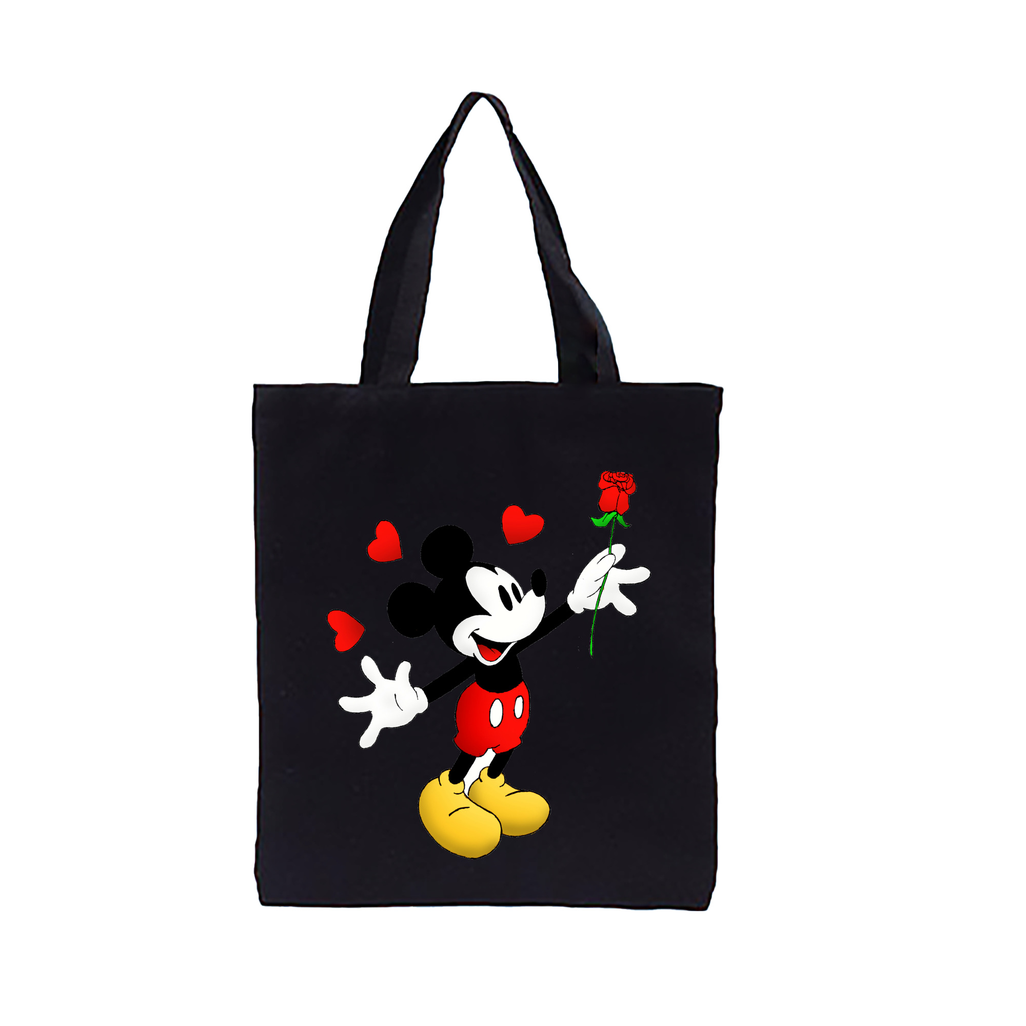 （画像用） ミッキーマウス Mickey Mouse 縦型キャンバス生地手提げバッグ　トートバッグ