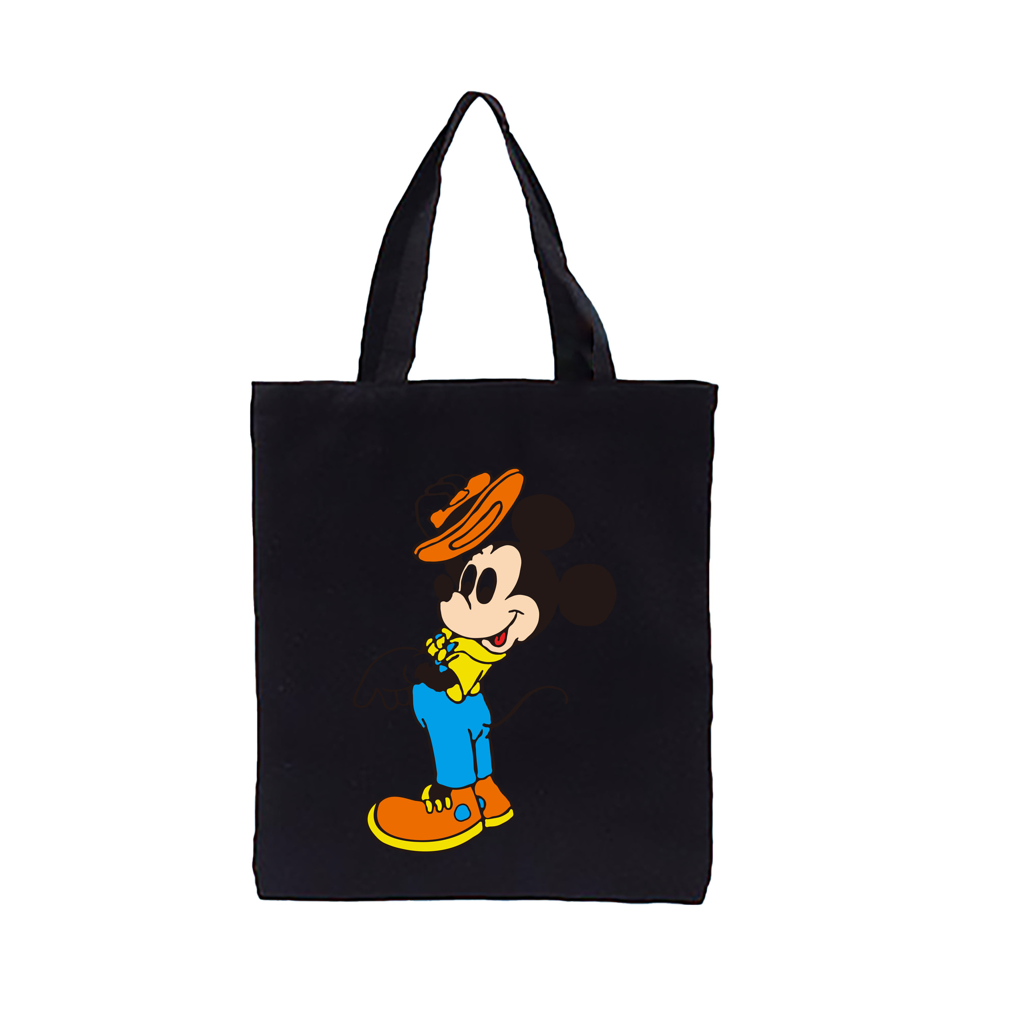 （画像用） ミッキーマウス Mickey Mouse 縦型キャンバス生地手提げバッグ　トートバッグ