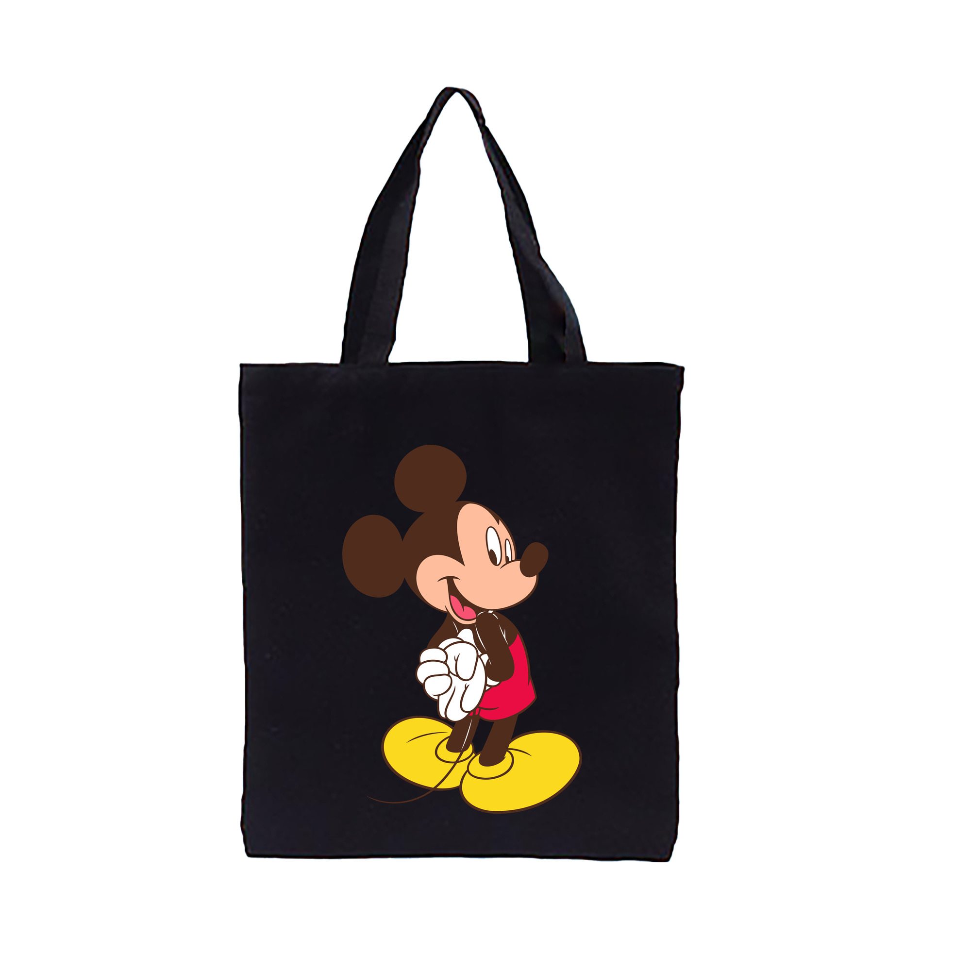 （画像用） ミッキーマウス Mickey Mouse 縦型キャンバス生地手提げバッグ　トートバッグ