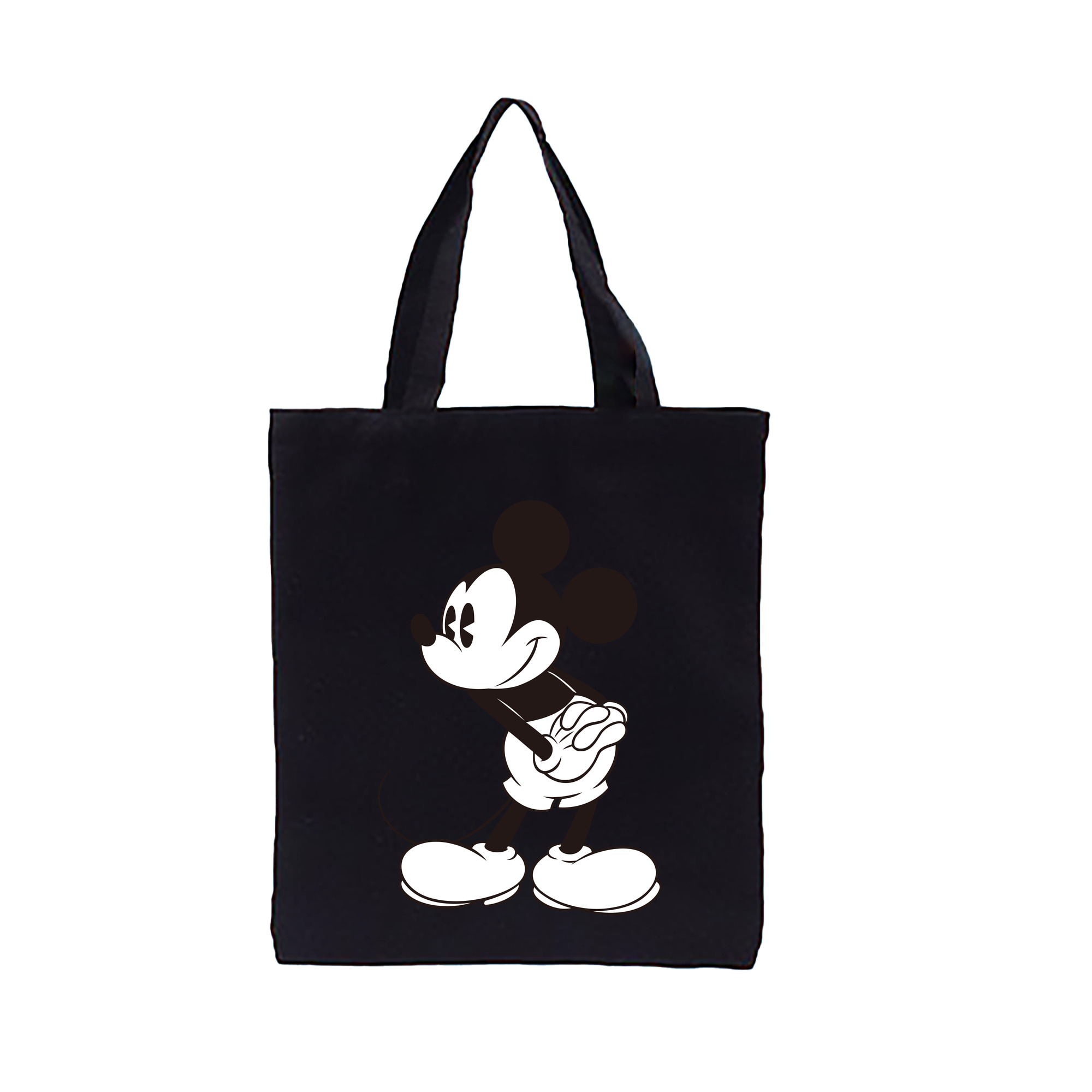 （画像用） ミッキーマウス Mickey Mouse 縦型キャンバス生地手提げバッグ　トートバッグ