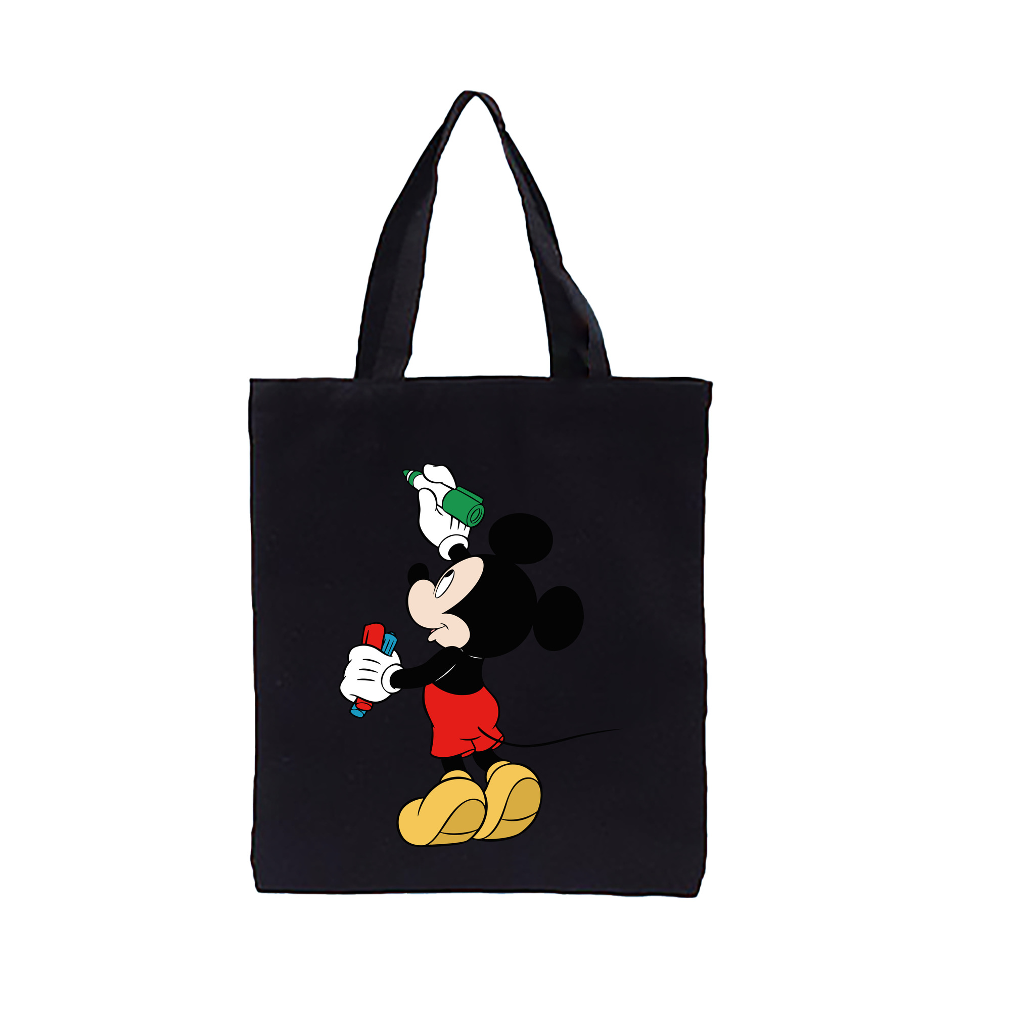 （画像用） ミッキーマウス Mickey Mouse 縦型キャンバス生地手提げバッグ　トートバッグ