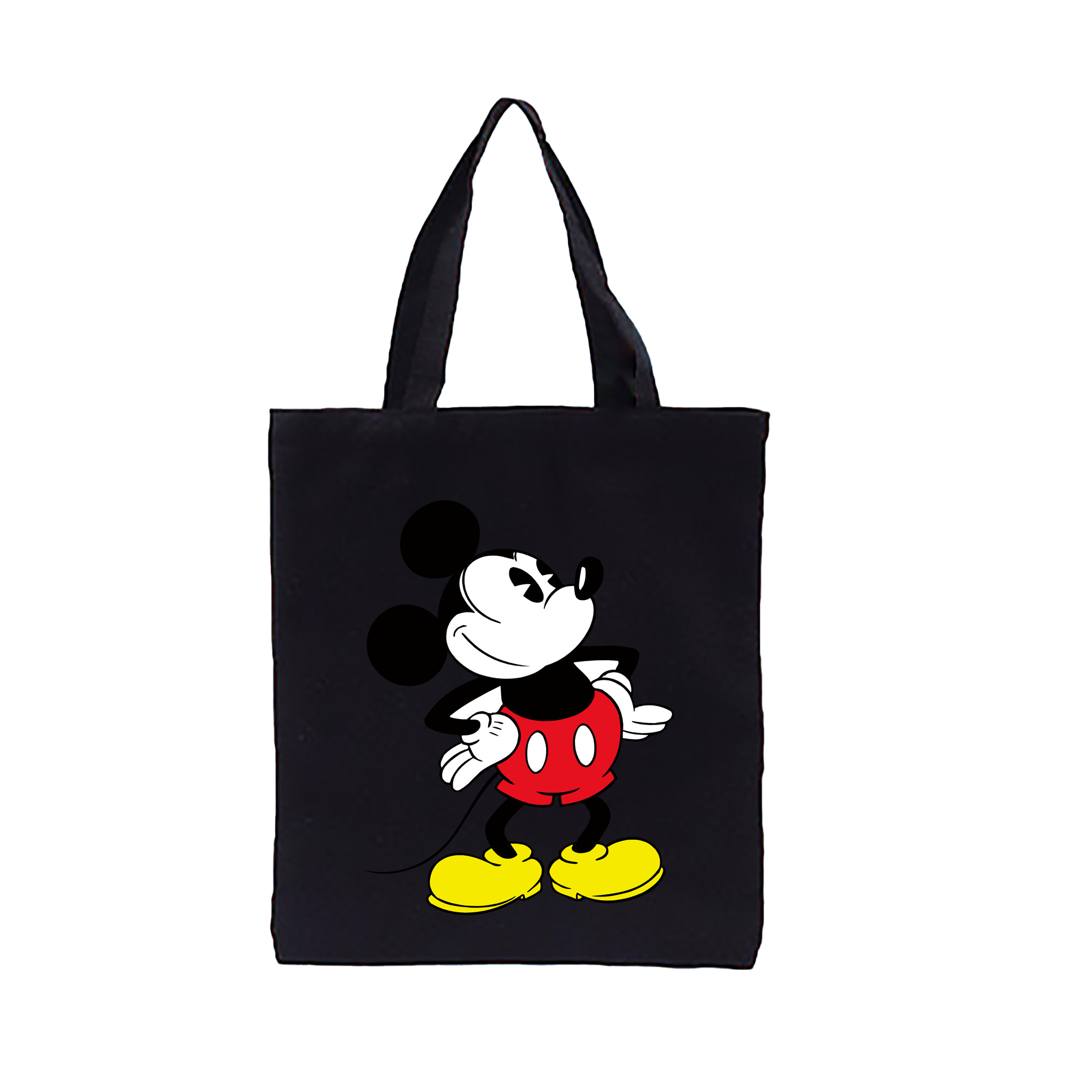 （画像用） ミッキーマウス Mickey Mouse 縦型キャンバス生地手提げバッグ　トートバッグ