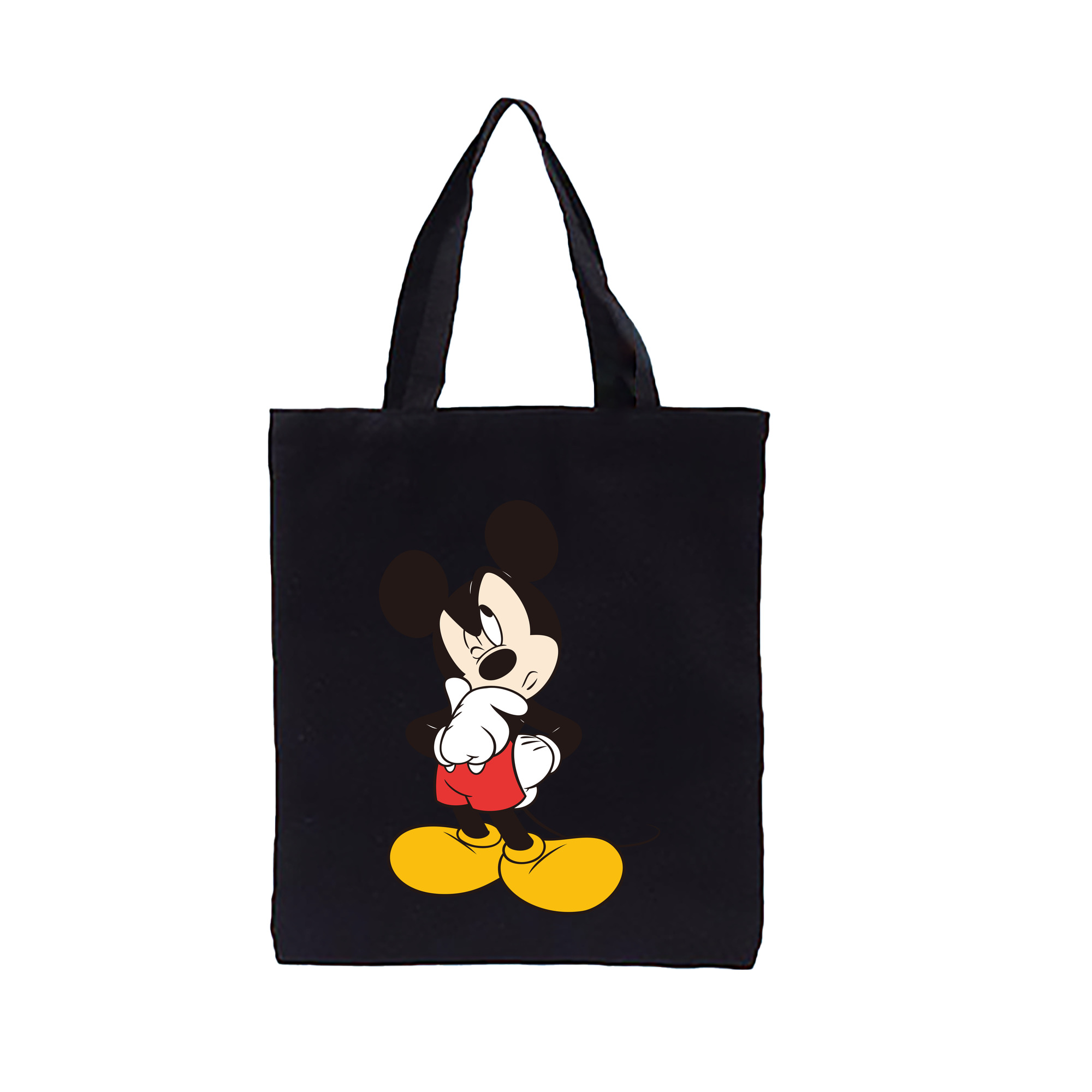（画像用） ミッキーマウス Mickey Mouse 縦型キャンバス生地手提げバッグ　トートバッグ