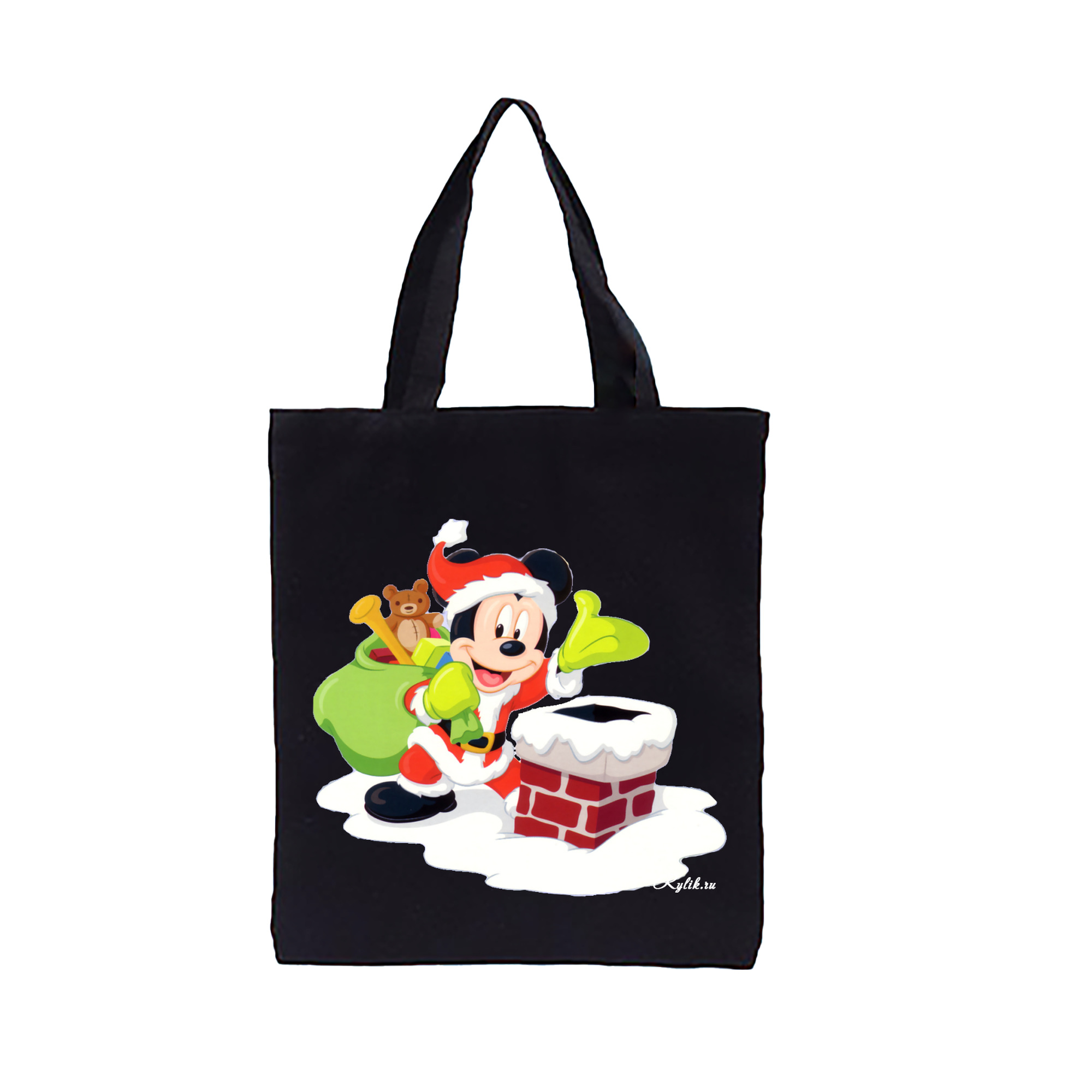 （画像用） ミッキーマウス Mickey Mouse 縦型キャンバス生地手提げバッグ　トートバッグ