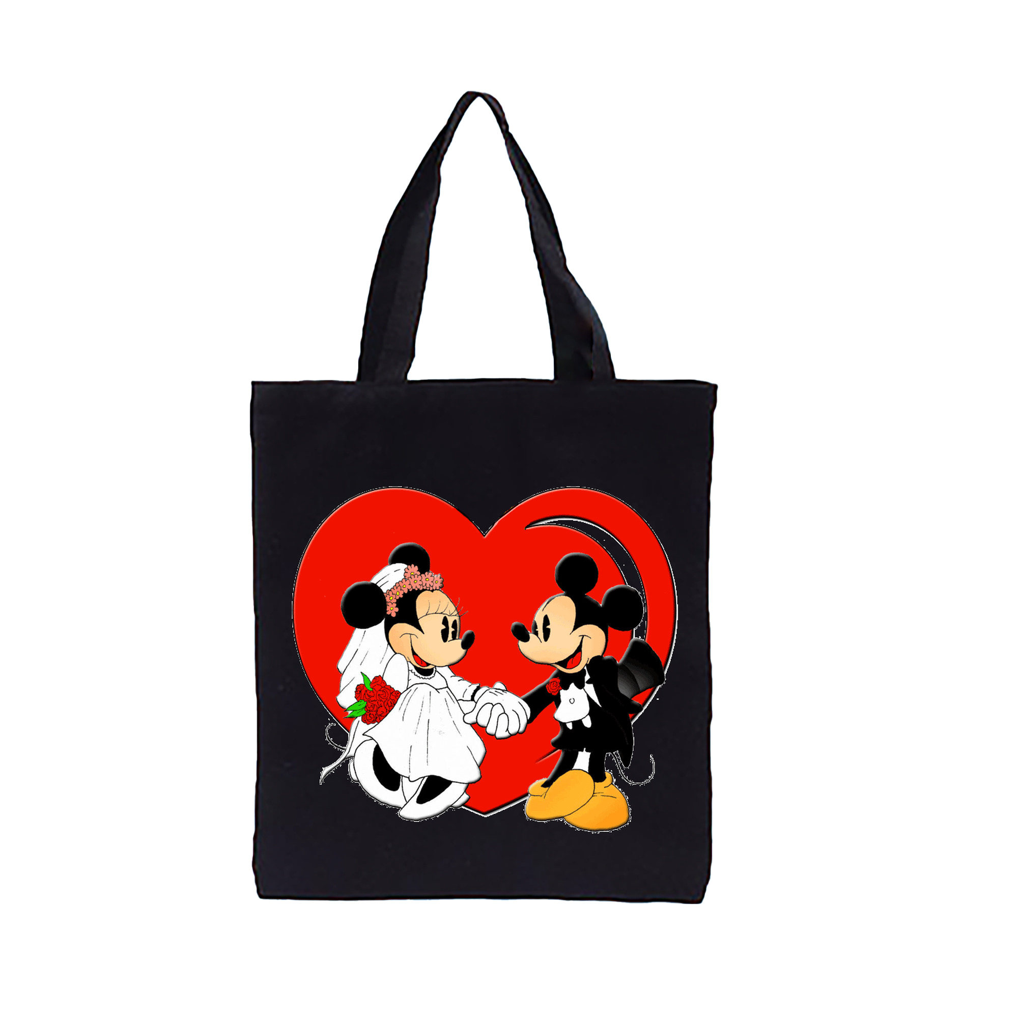 （画像用） ミッキーマウス Mickey Mouse 縦型キャンバス生地手提げバッグ　トートバッグ