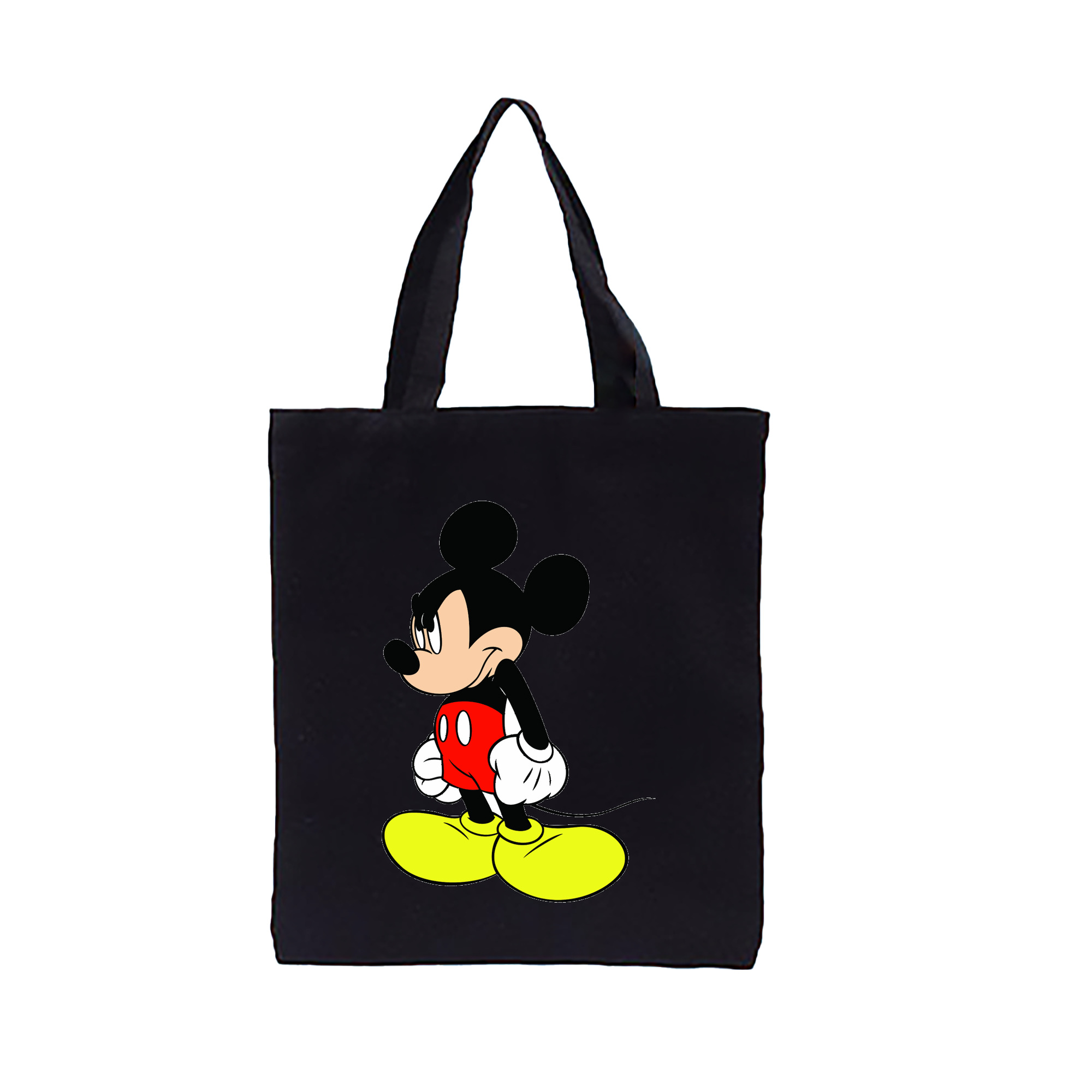（画像用） ミッキーマウス Mickey Mouse 縦型キャンバス生地手提げバッグ　トートバッグ